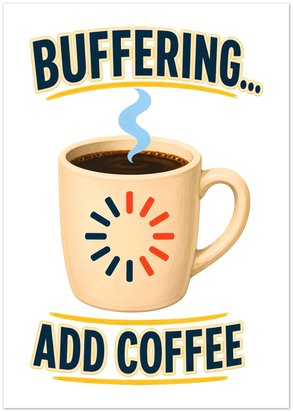 Buffering... Add Coffee — Outlined Loading Mug Graphic Greeting Card Pack — product view 2