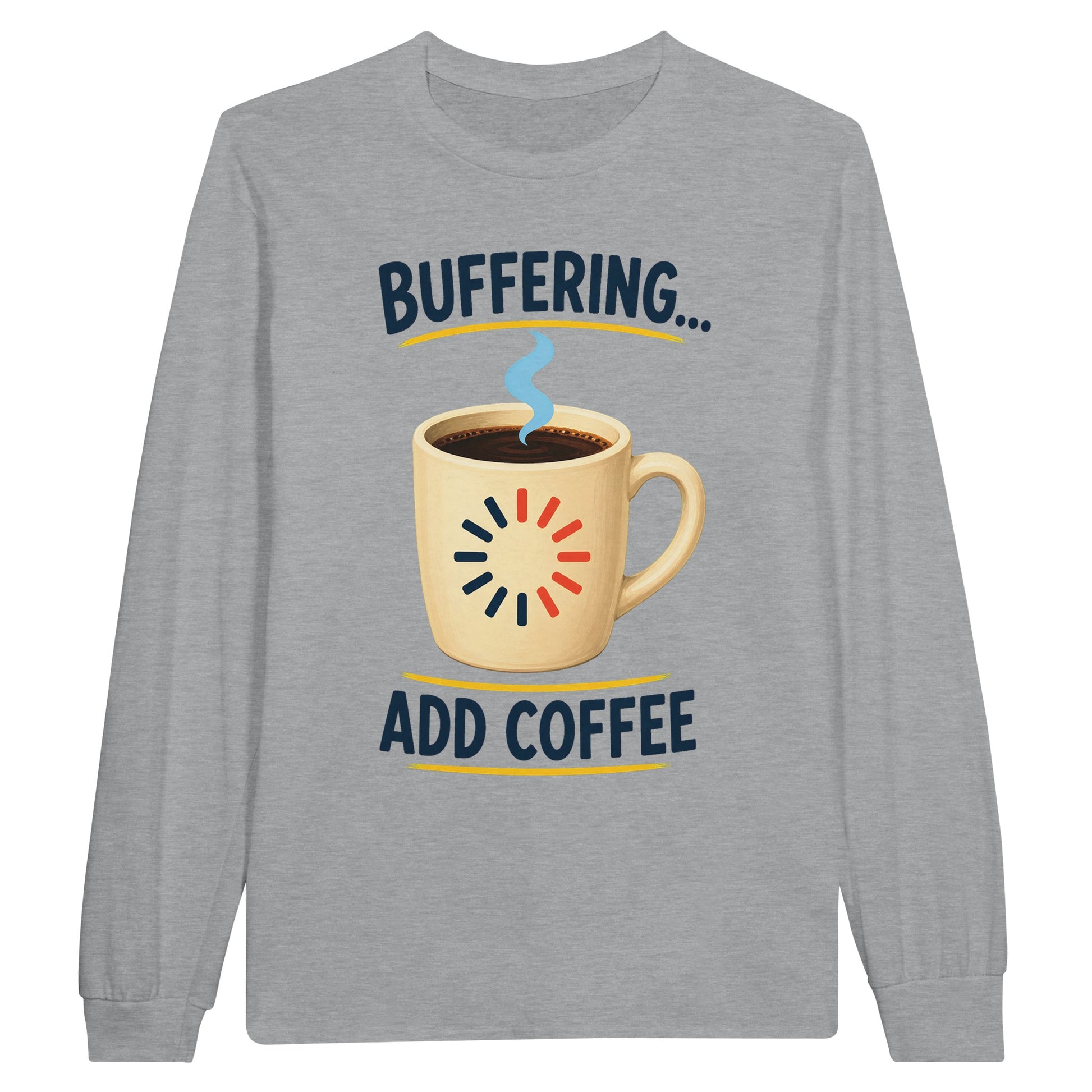 Buffering Brew — Add Coffee Tech Graphic Long-Sleeve T-shirt — product view 6