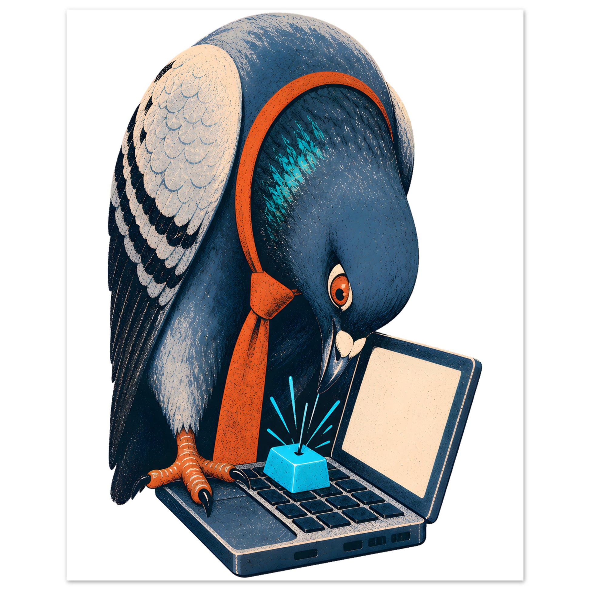 Pigeon Hits Send Aluminium Print — product view 2
