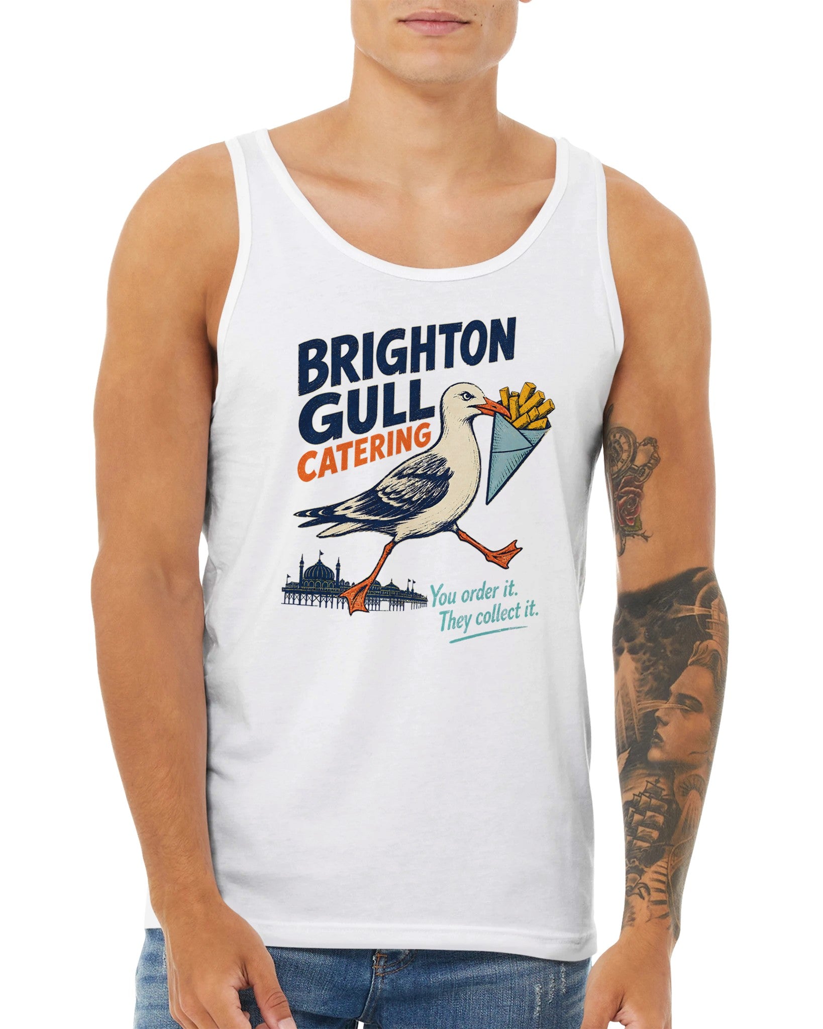 Brighton Gull Catering - You Order It, They Collect It Premium Unisex Tank Top — product view 15