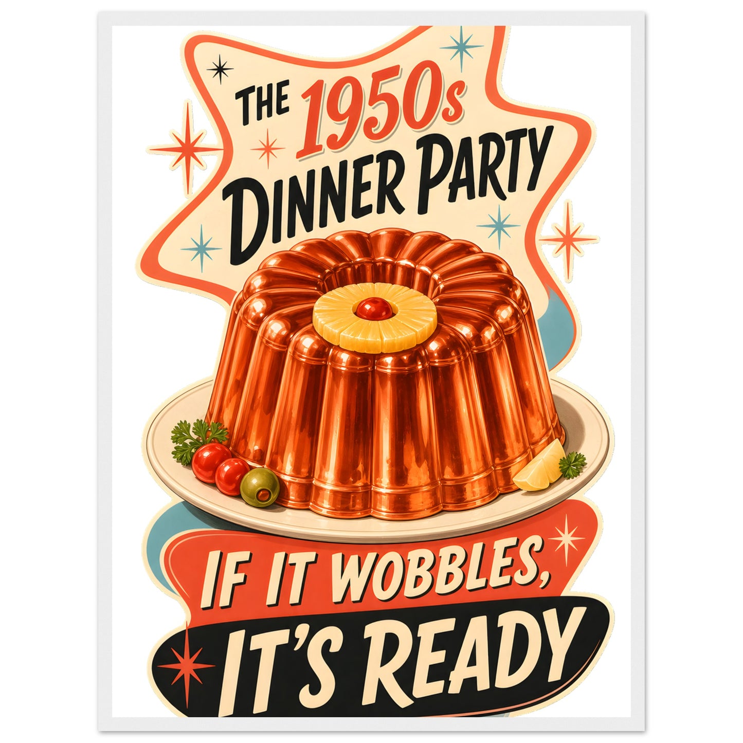 The 1950s Dinner Party — If It Wobbles, It's Ready Framed Wall Art — product view 2