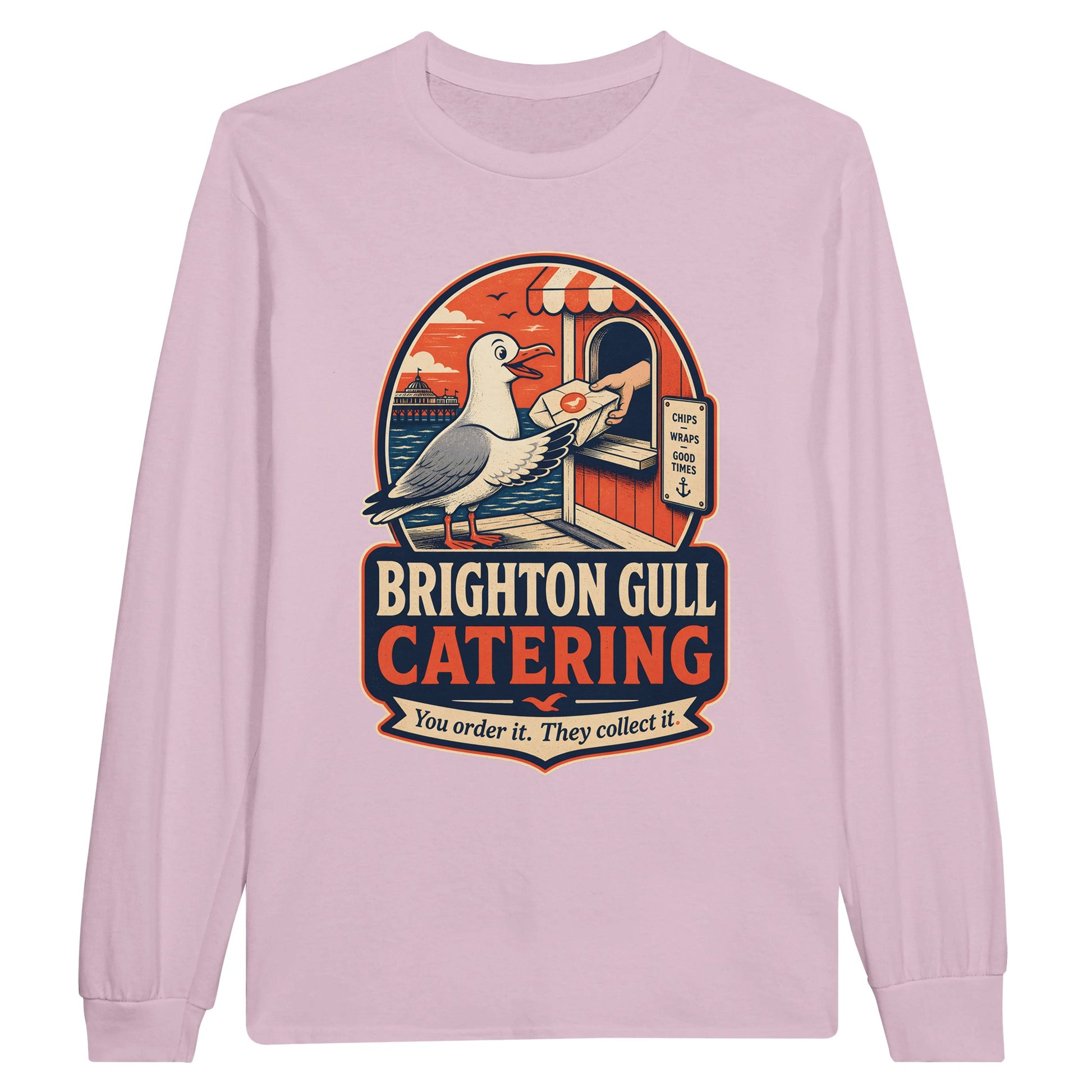 Brighton Gull Catering — Illustrated Long-Sleeve T-shirt — product view 6