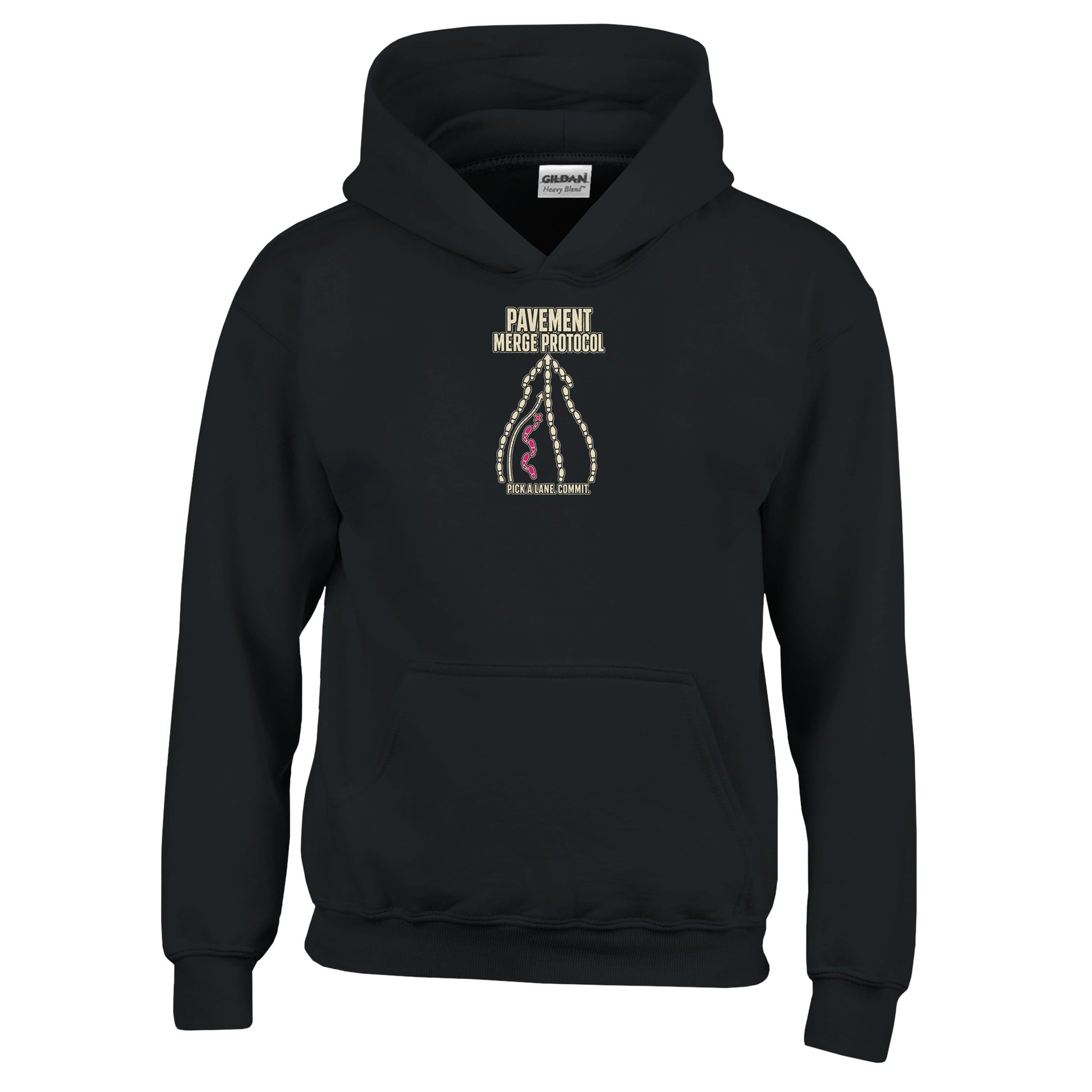 Pavement Merge Protocol — Pick a Lane Kids' Hoodie — product view 3