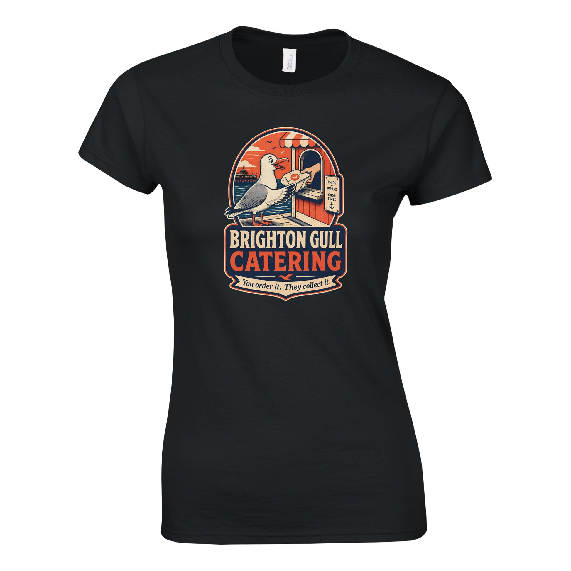 Brighton Gull Catering — Illustrated Women's T-shirt — product view 6