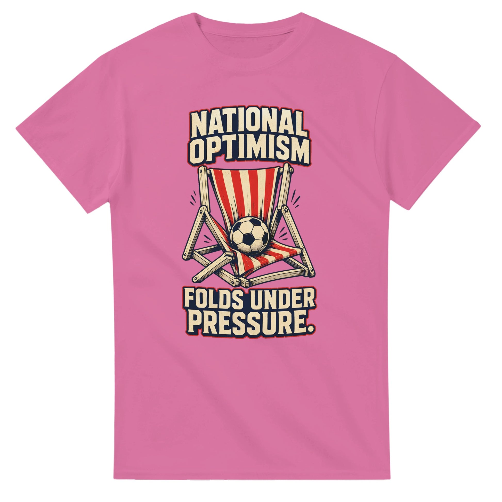 National Optimism Folds Under Pressure Football T-shirt — product view 4