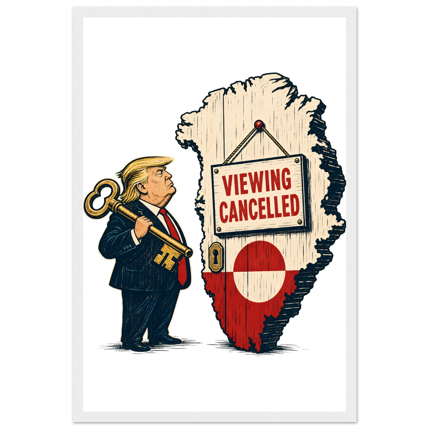 Viewing Cancelled — Greenland Political Satire Framed Wall Art