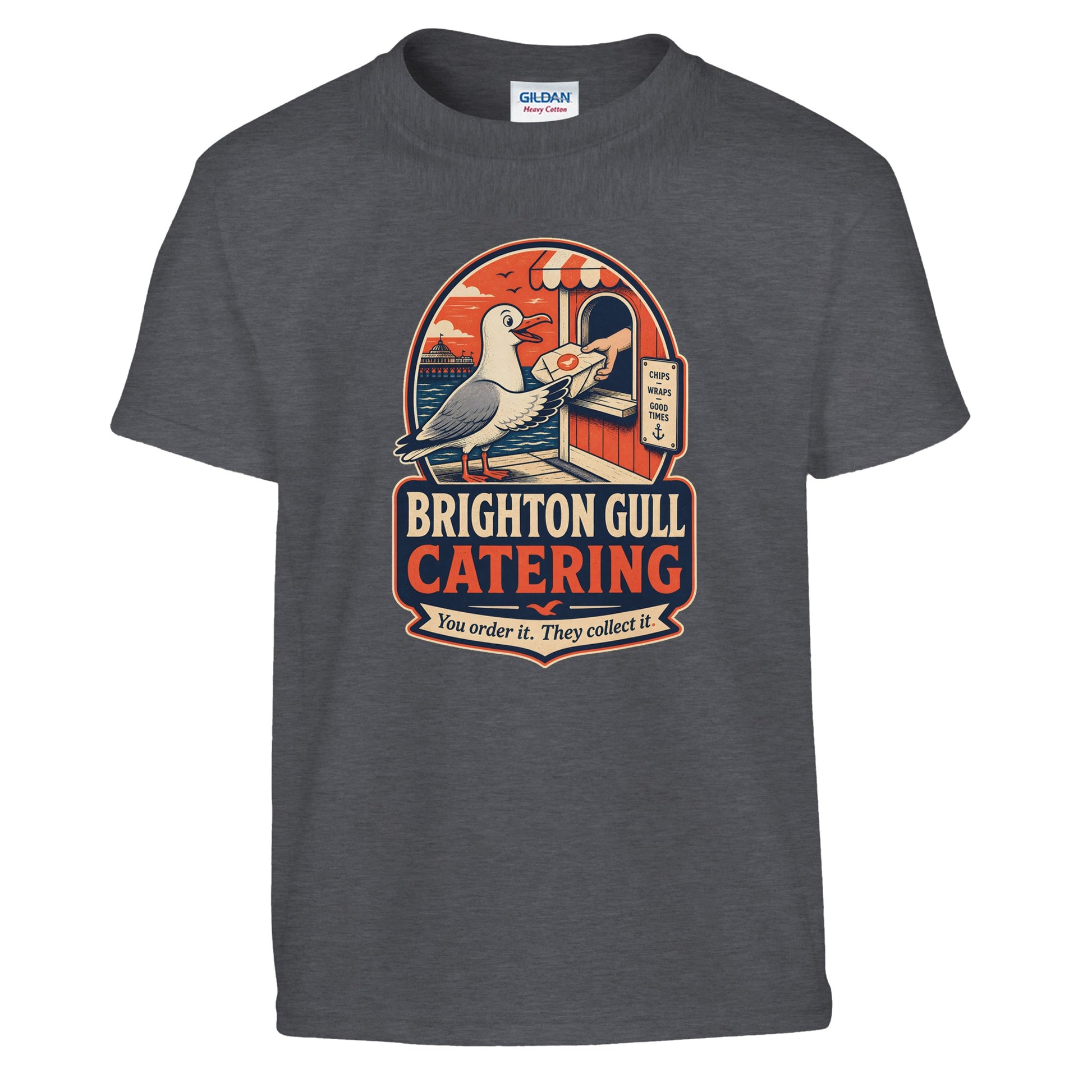 Brighton Gull Catering — Illustrated Kids' T-shirt — product view 12