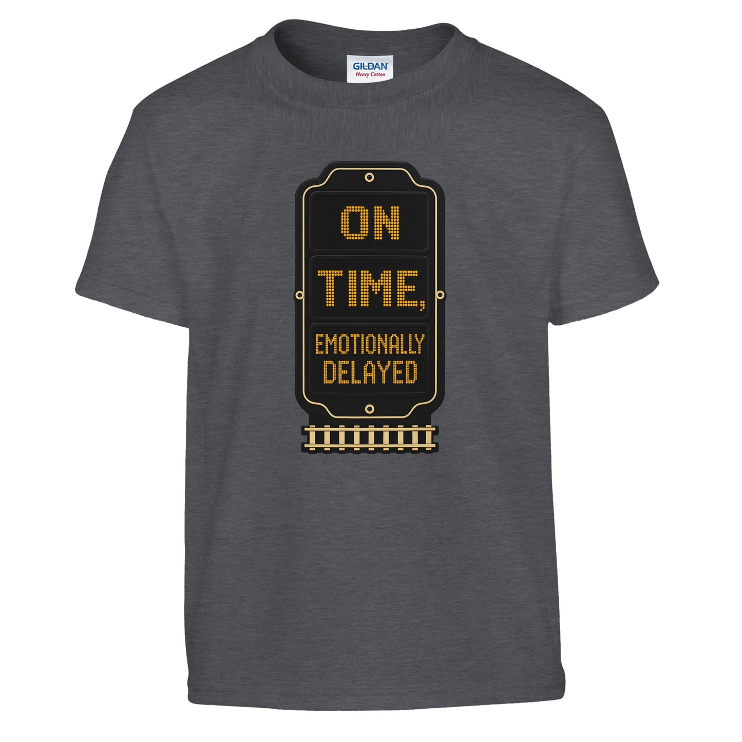 On Time, Emotionally Delayed Rail Graphic Kids' T-shirt — product view 12