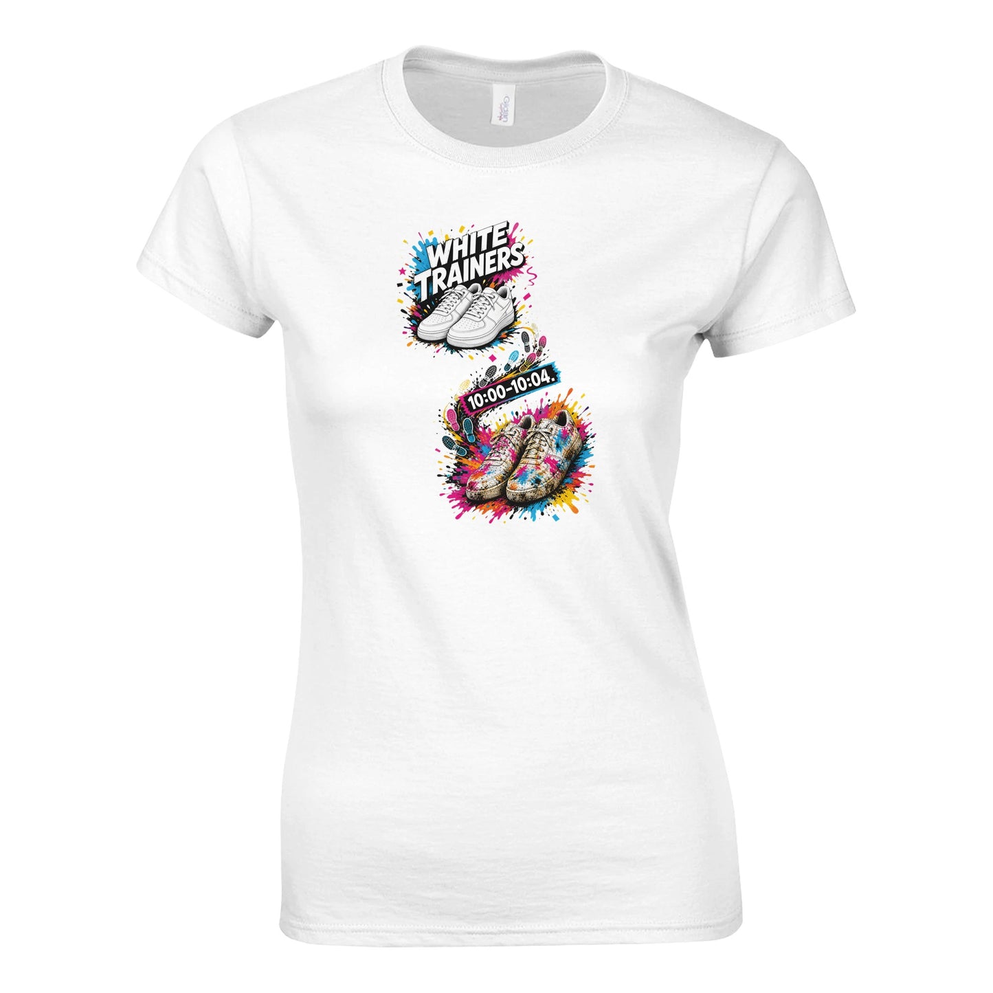 White Trainers: 10:00–10:04 Women's T-shirt — product view 1