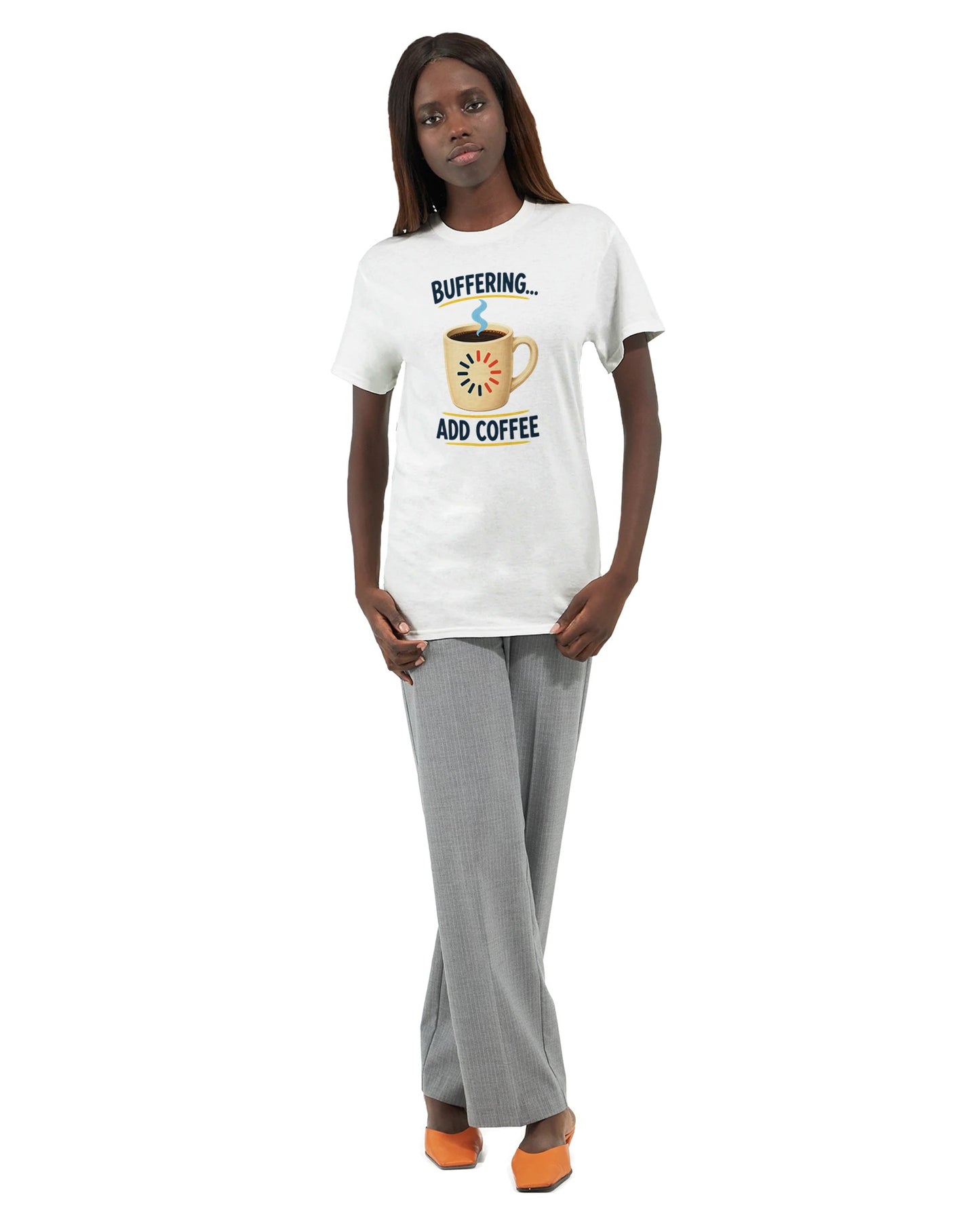 Buffering Brew — Add Coffee Tech Graphic Women's T-shirt — product view 7