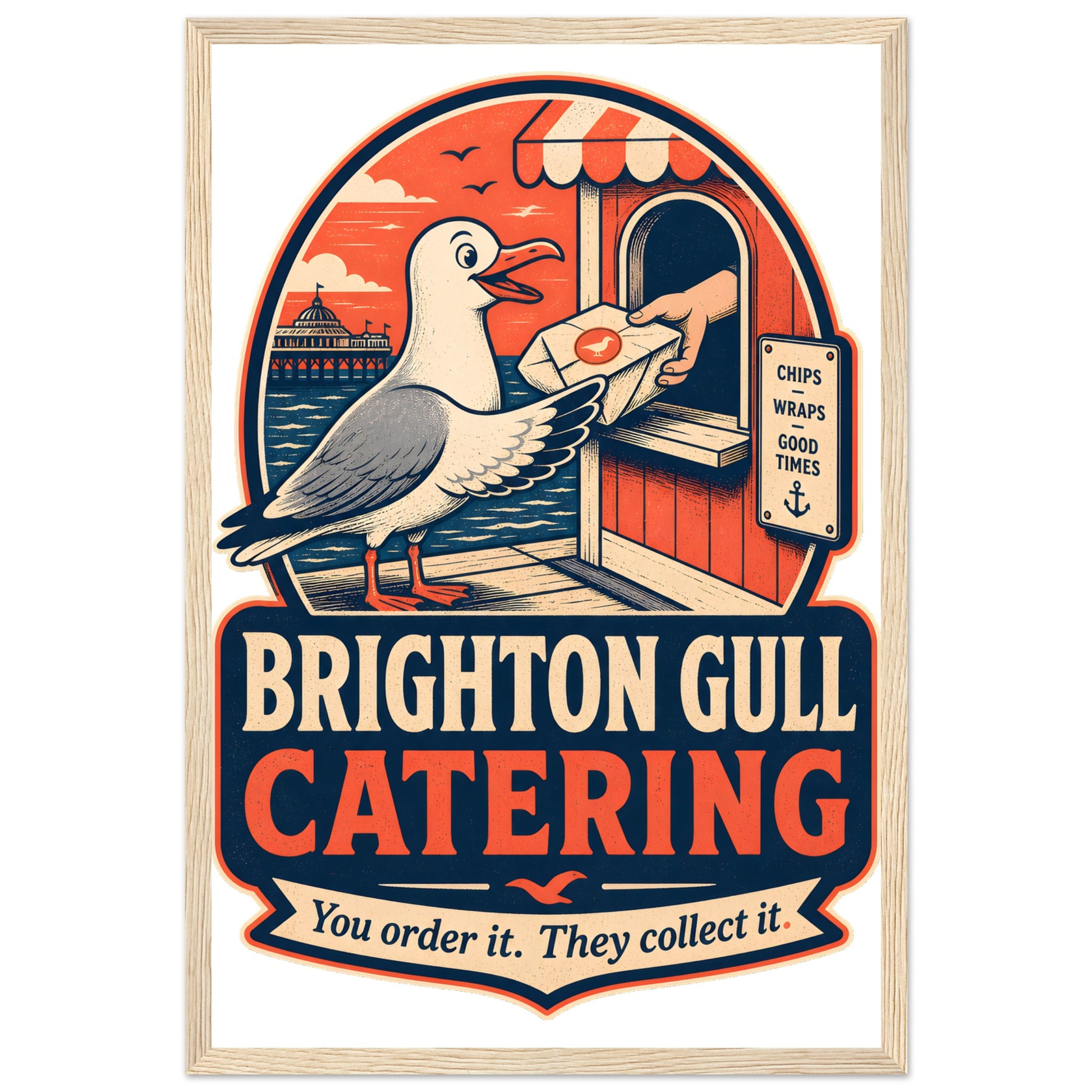Brighton Gull Catering — Illustrated Framed Wall Art — product view 3