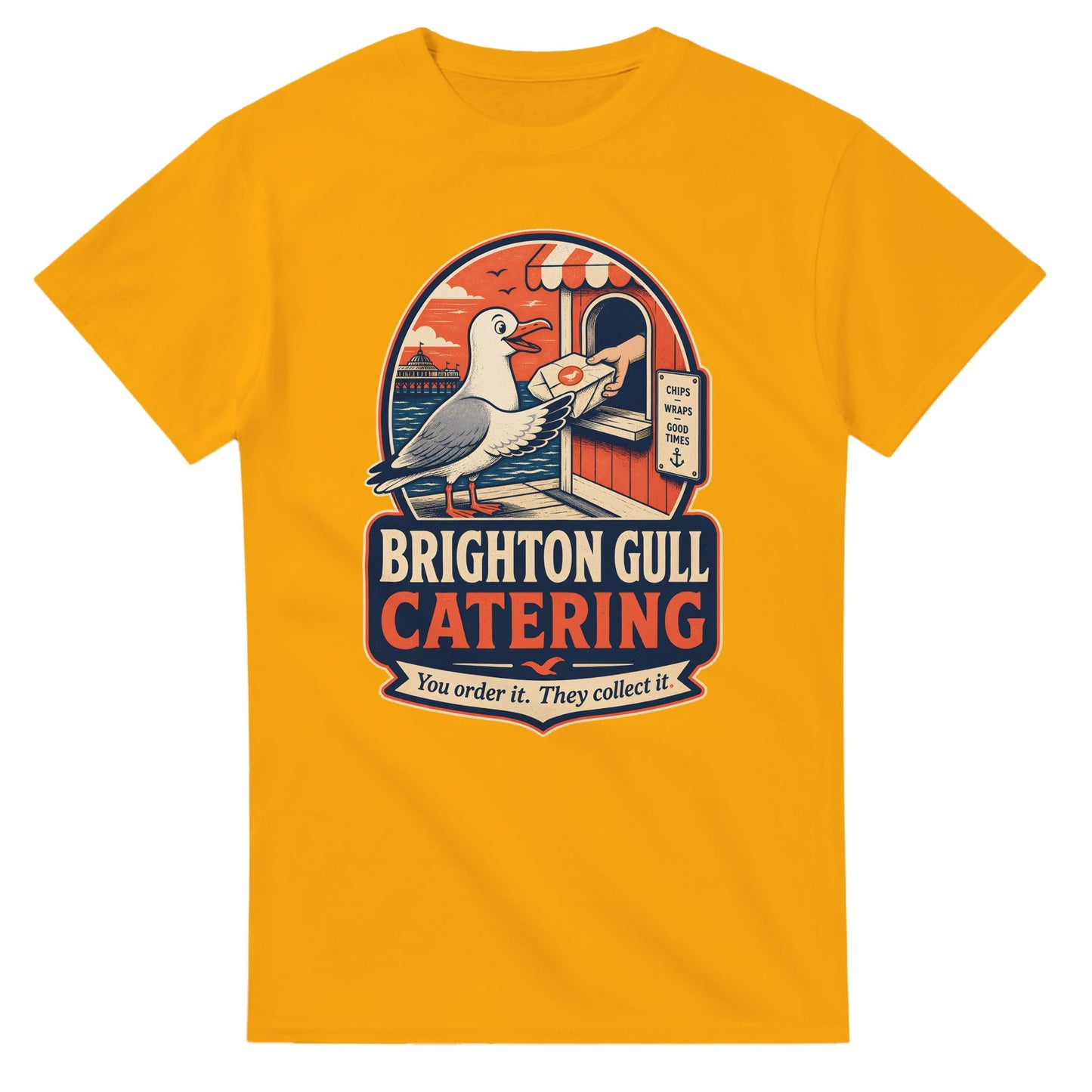 Brighton Gull Catering T-shirt — Illustrated — product view 14
