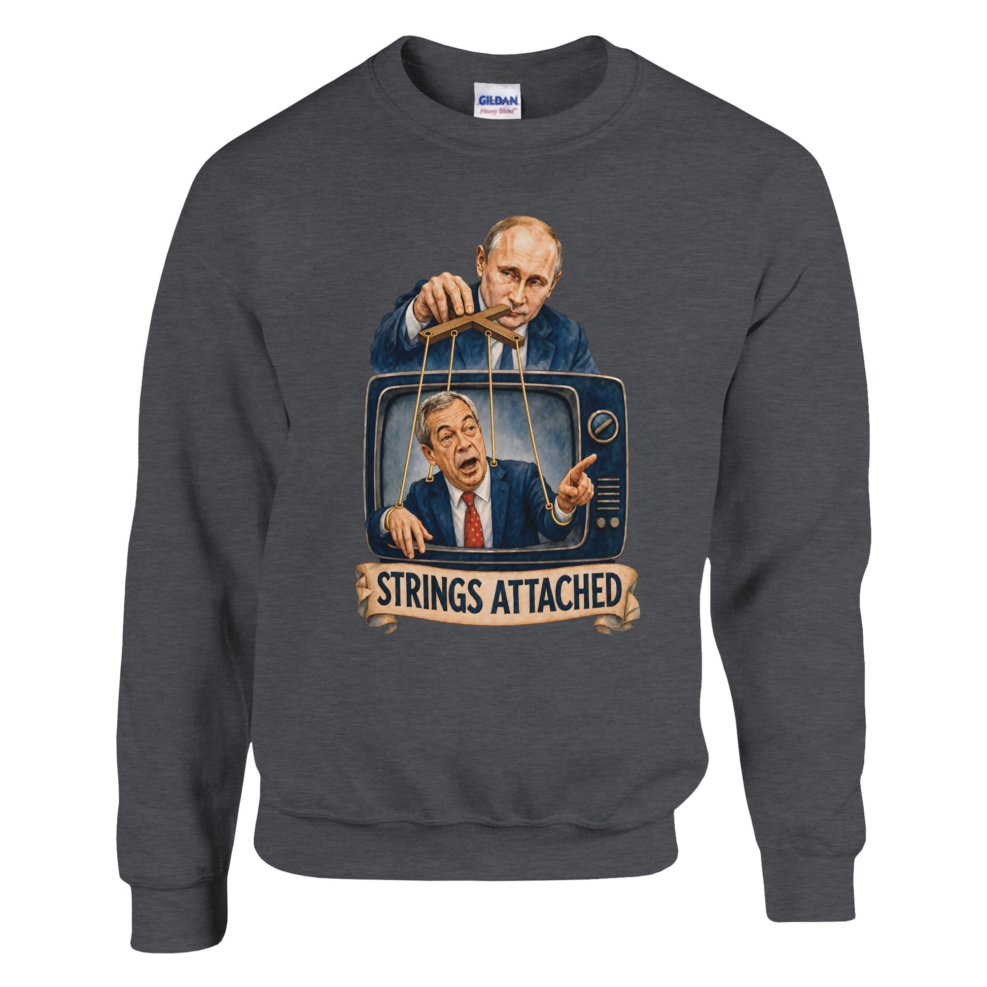Strings Attached Political Satire Sweatshirt — product view 10