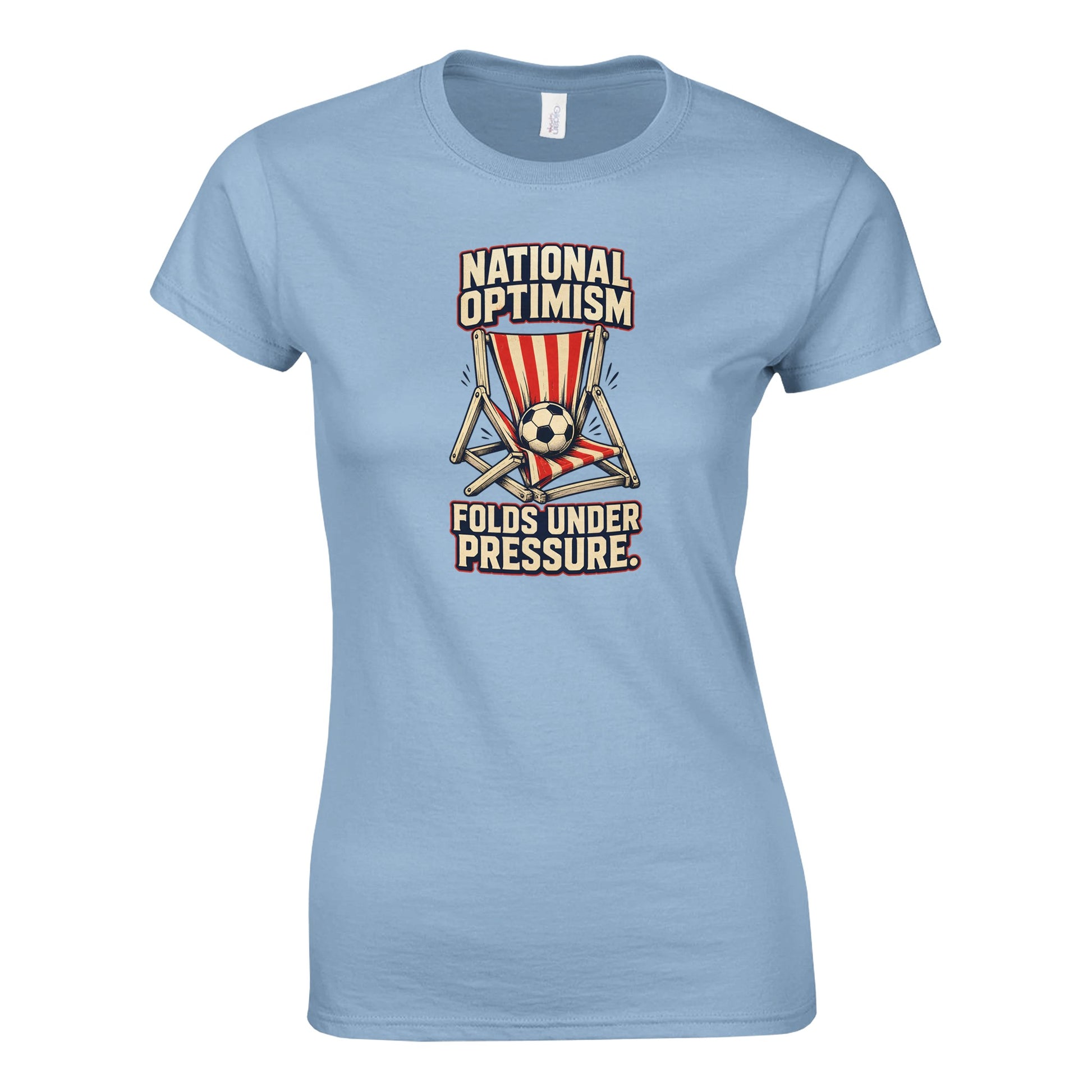 National Optimism Folds Under Pressure Football Women's T-shirt — product view 3