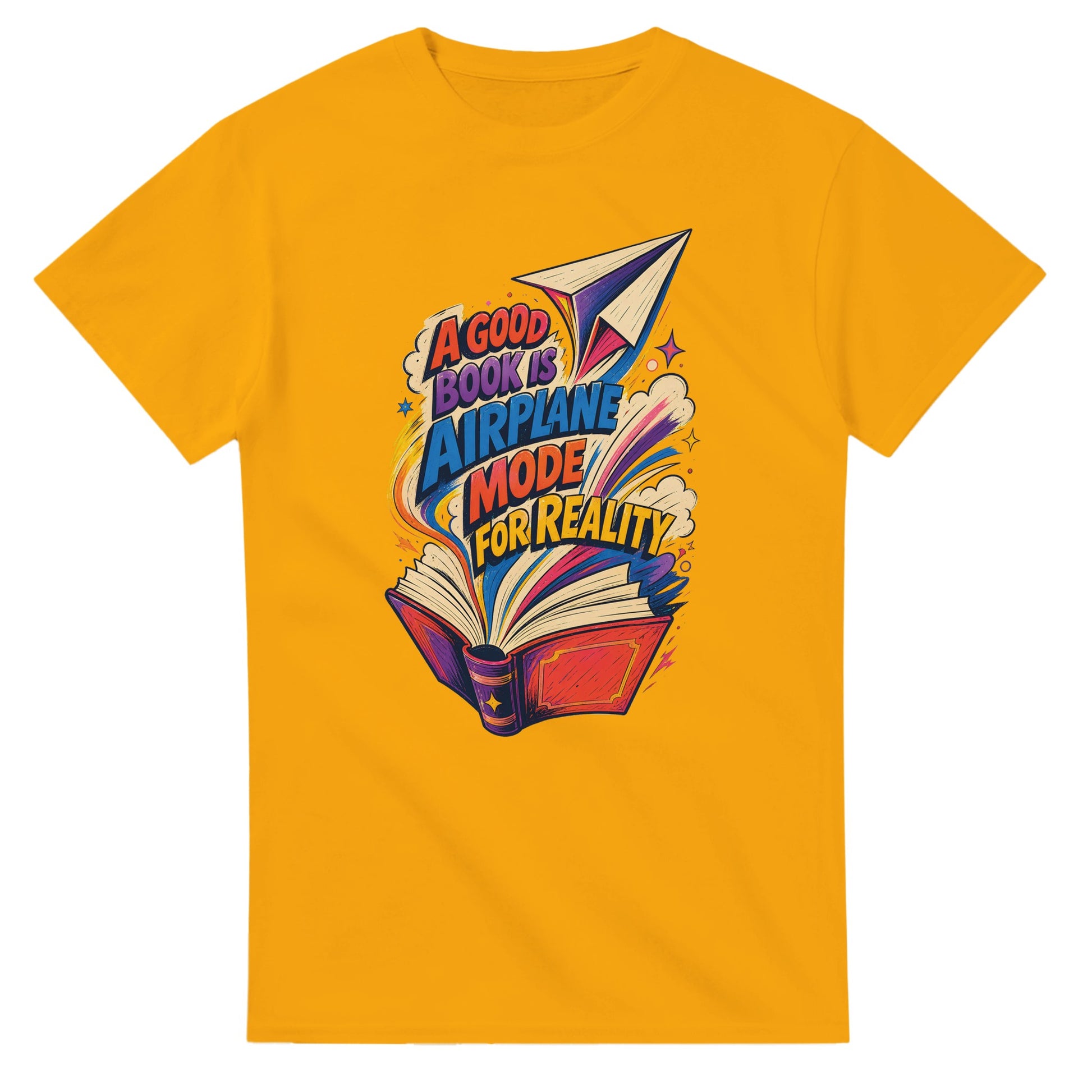 A Good Book Is Airplane Mode for Reality T-shirt — product view 14