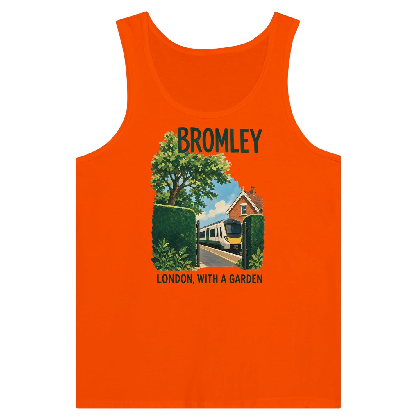 Bromley: London with a Garden Premium Unisex Tank Top — product view 7