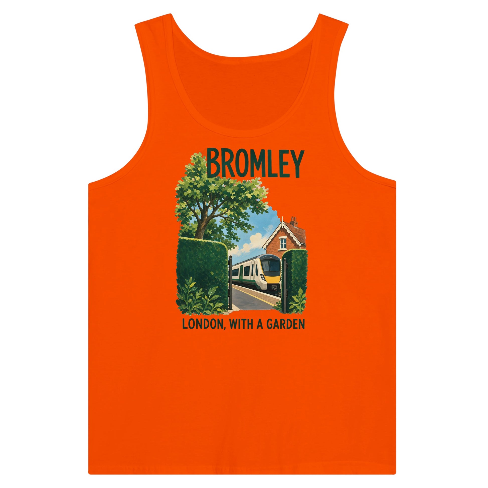 Bromley: London with a Garden Premium Unisex Tank Top — product view 7