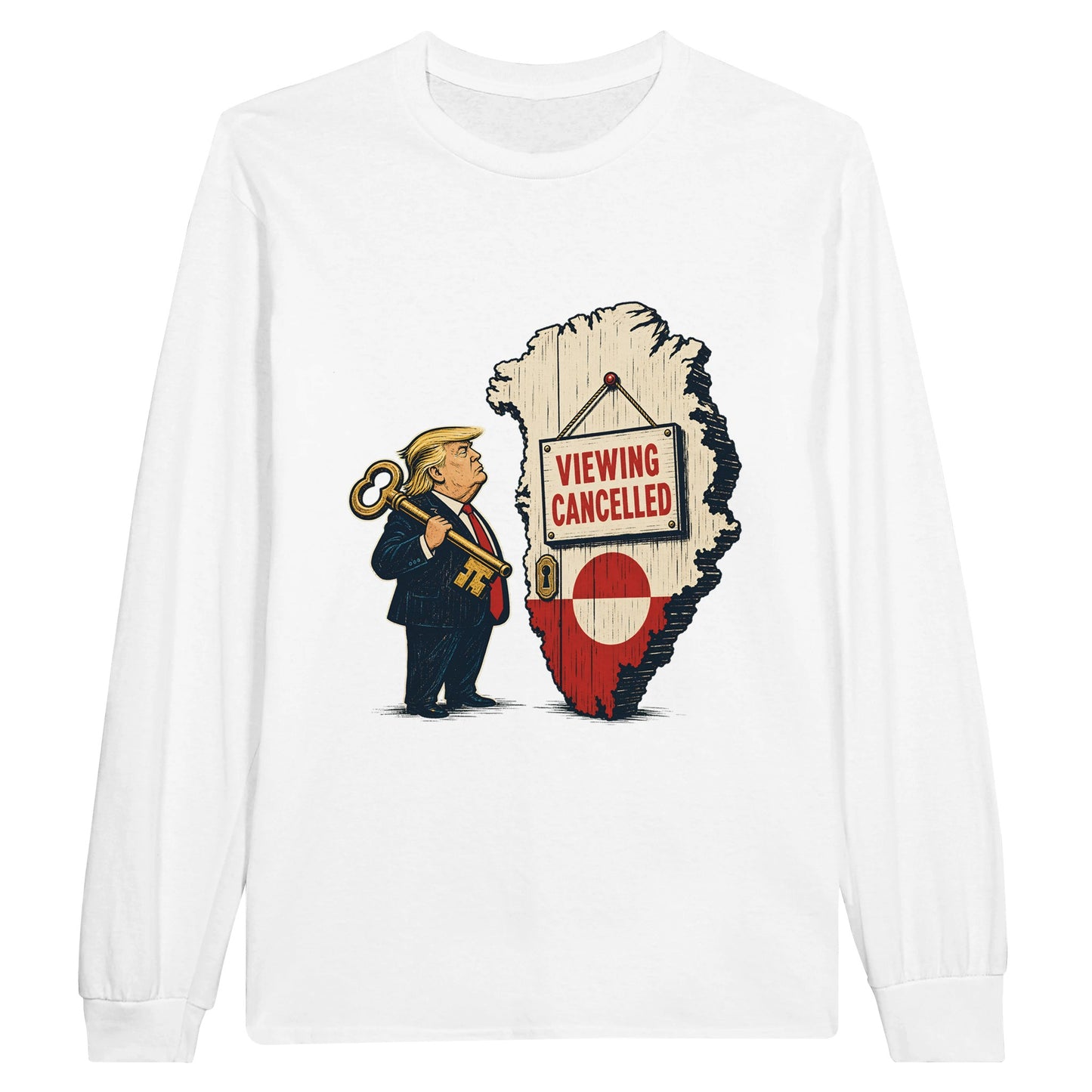 Viewing Cancelled — Greenland Political Satire Long-Sleeve T-shirt — product view 1