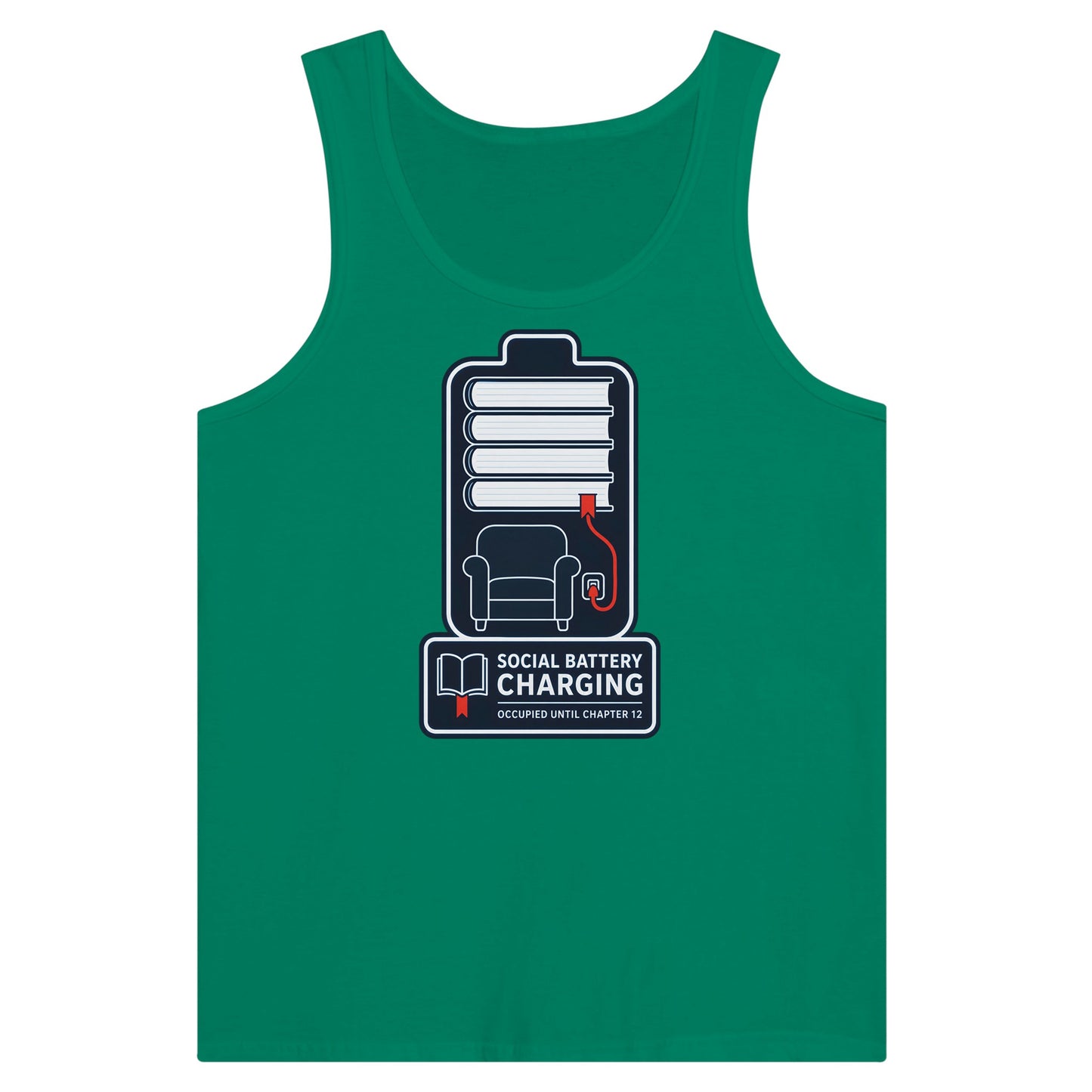 Social Battery Charging Premium Unisex Tank Top — product view 10