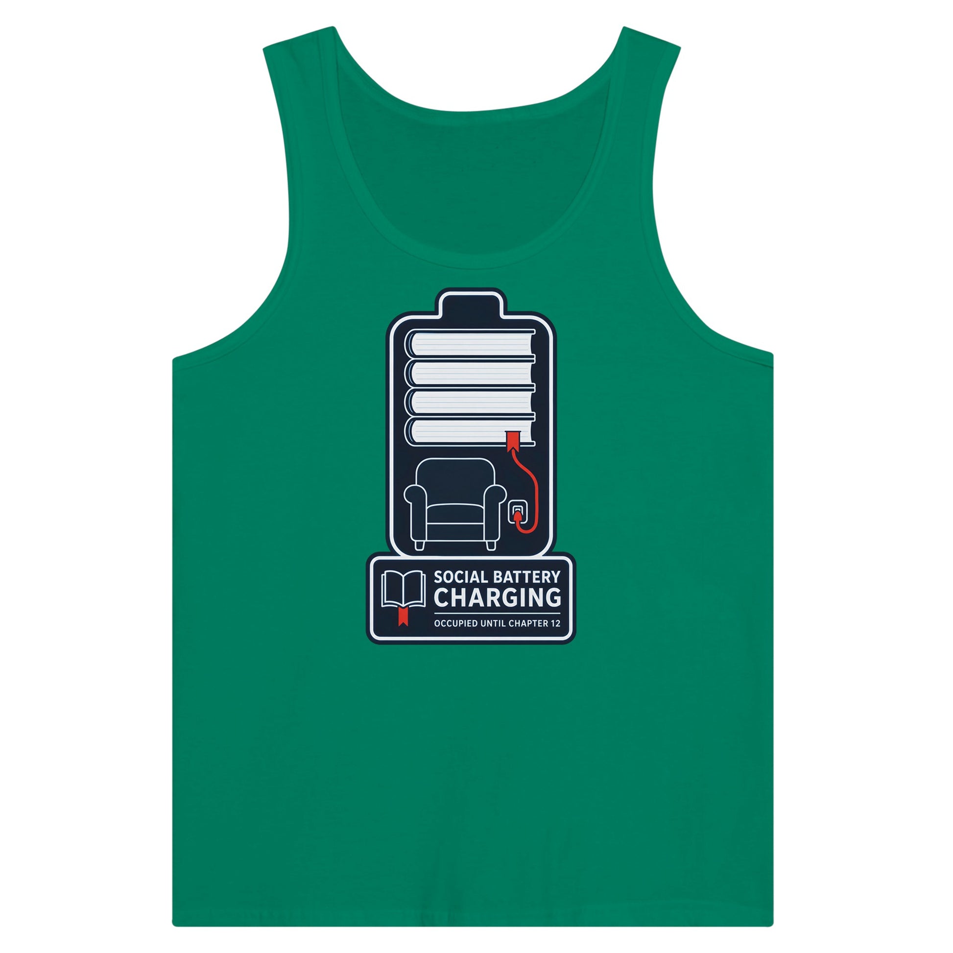 Social Battery Charging Premium Unisex Tank Top — product view 10