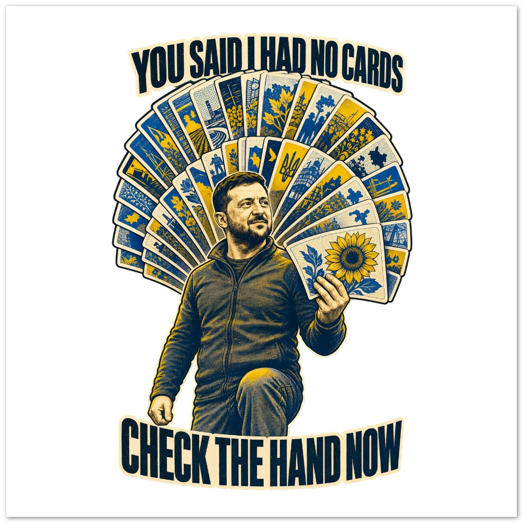 You Said I Had No Cards – Zelenskyy Satire Greeting Card Pack — product view 3