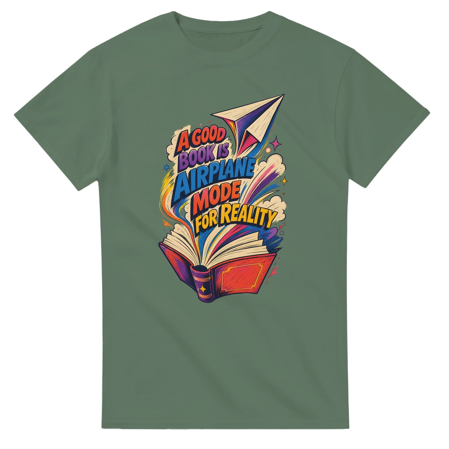 A Good Book Is Airplane Mode for Reality T-shirt — product view 13