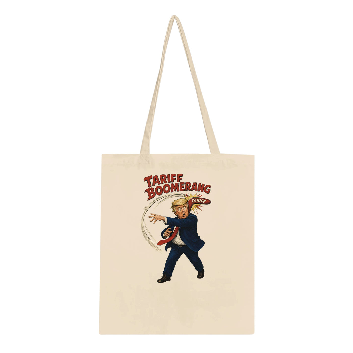 Tariff Boomerang – Trump Political Satire Tote Bag
