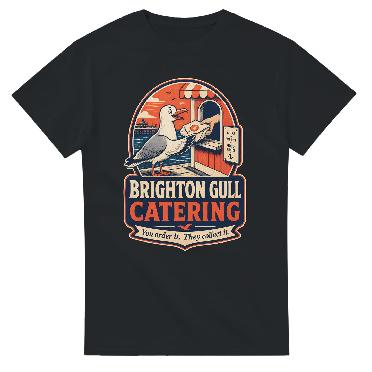 Brighton Gull Catering T-shirt — Illustrated — product view 10