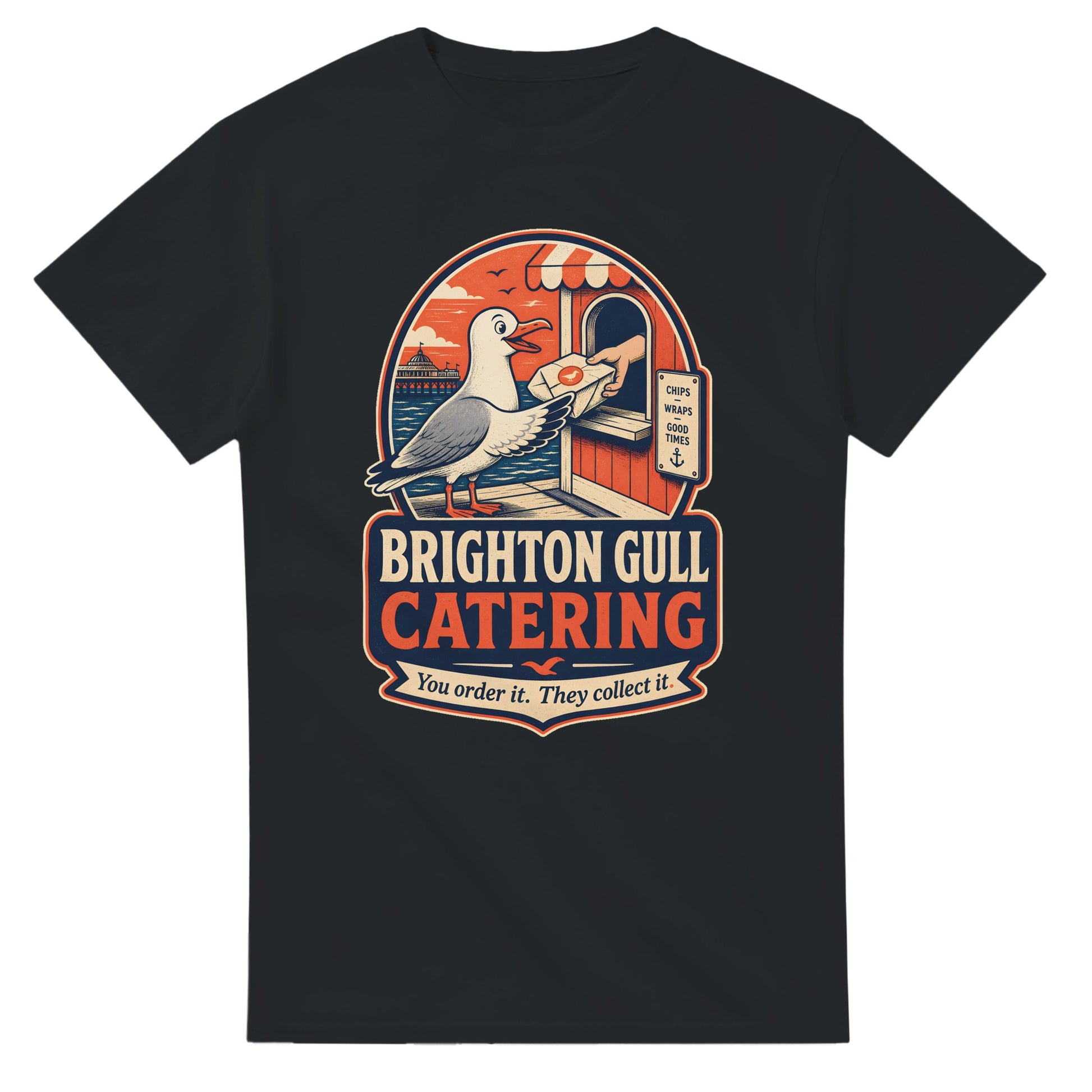Brighton Gull Catering T-shirt — Illustrated — product view 10