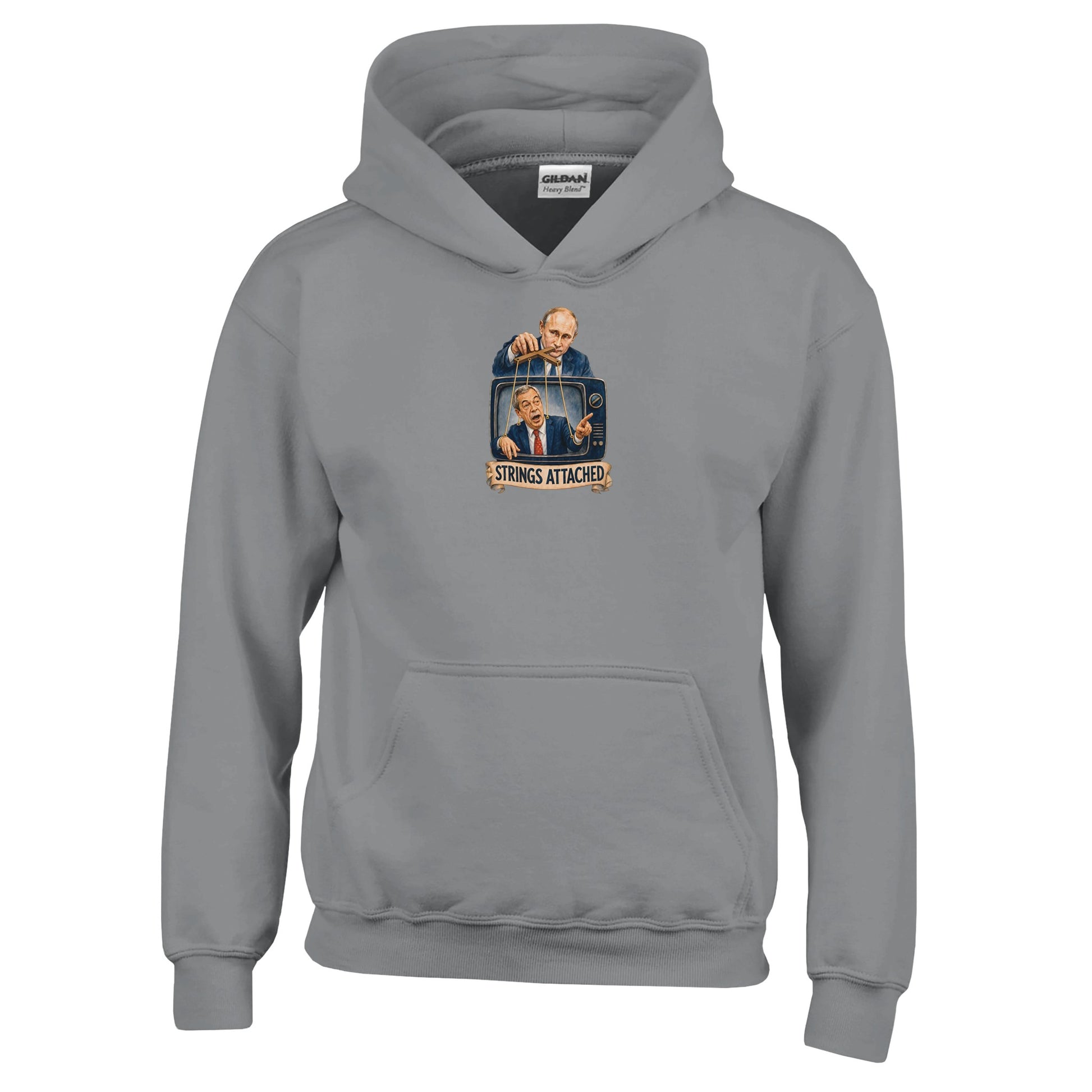 Strings Attached Political Satire Kids' Hoodie — product view 12