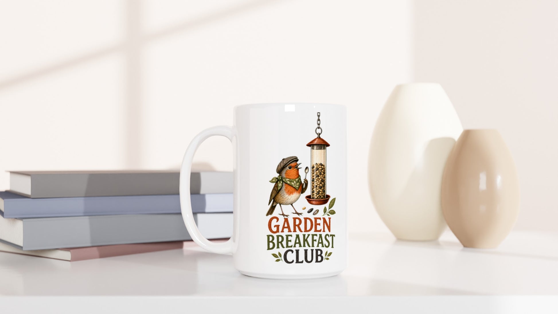 Garden Breakfast Club Robin Graphic Large Mug — product view 6