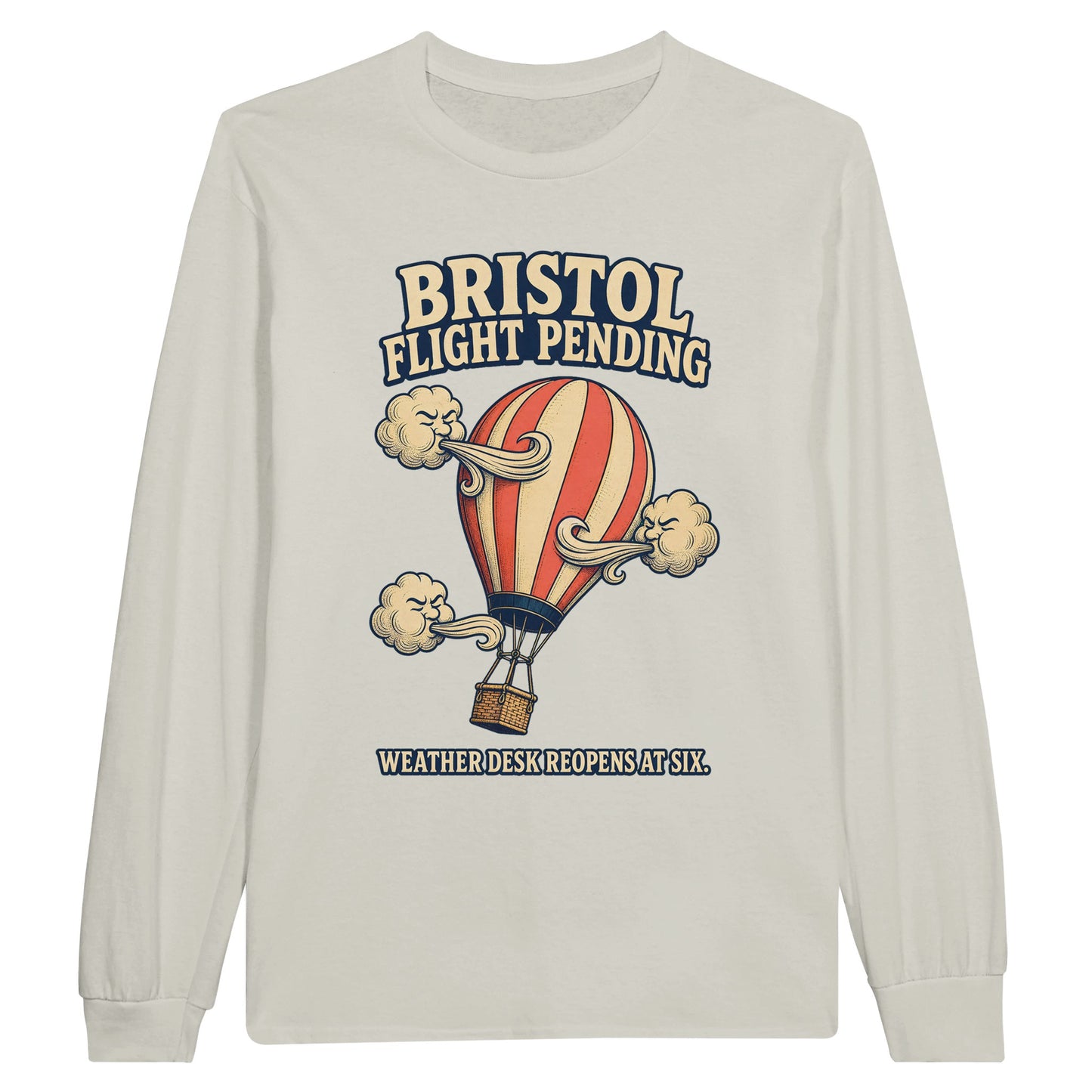 Bristol Flight Pending – Weather Desk Long-Sleeve T-shirt — product view 14