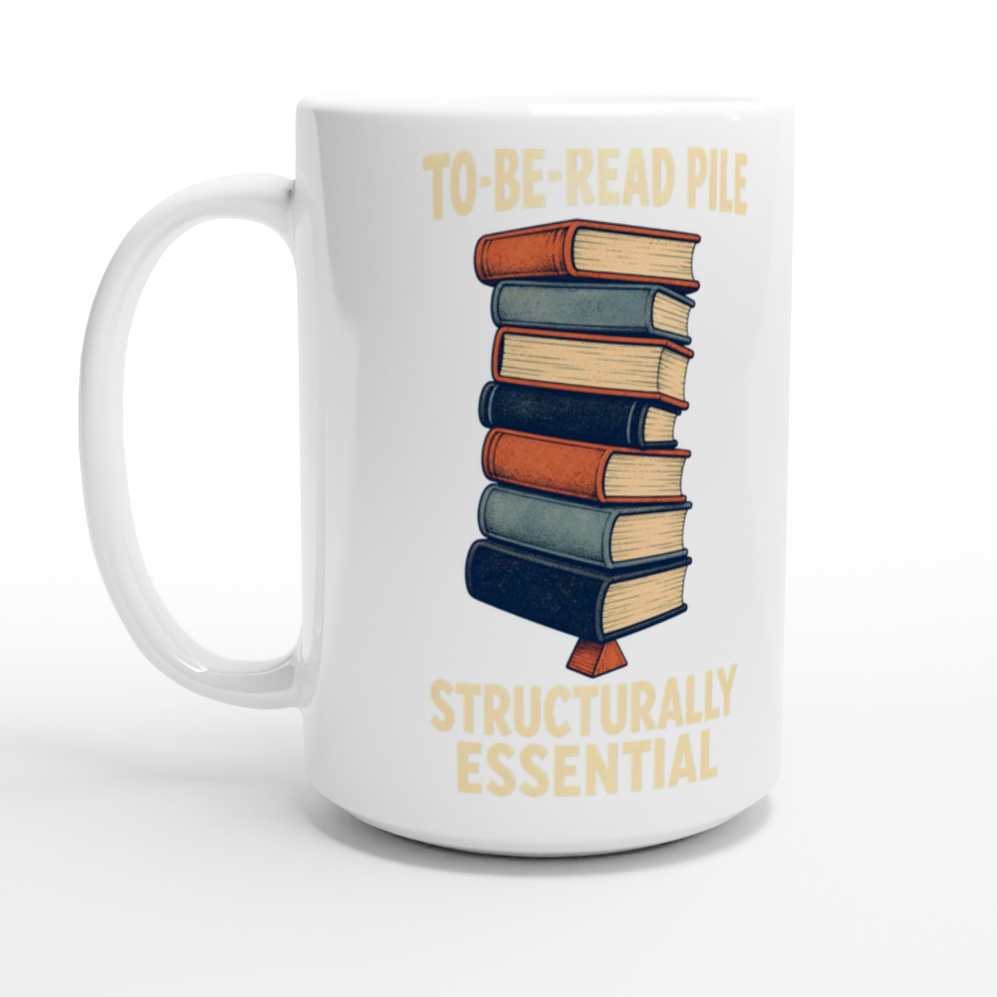 To-Be-Read Pile: Structurally Essential Book Graphic Large Mug — product view 1