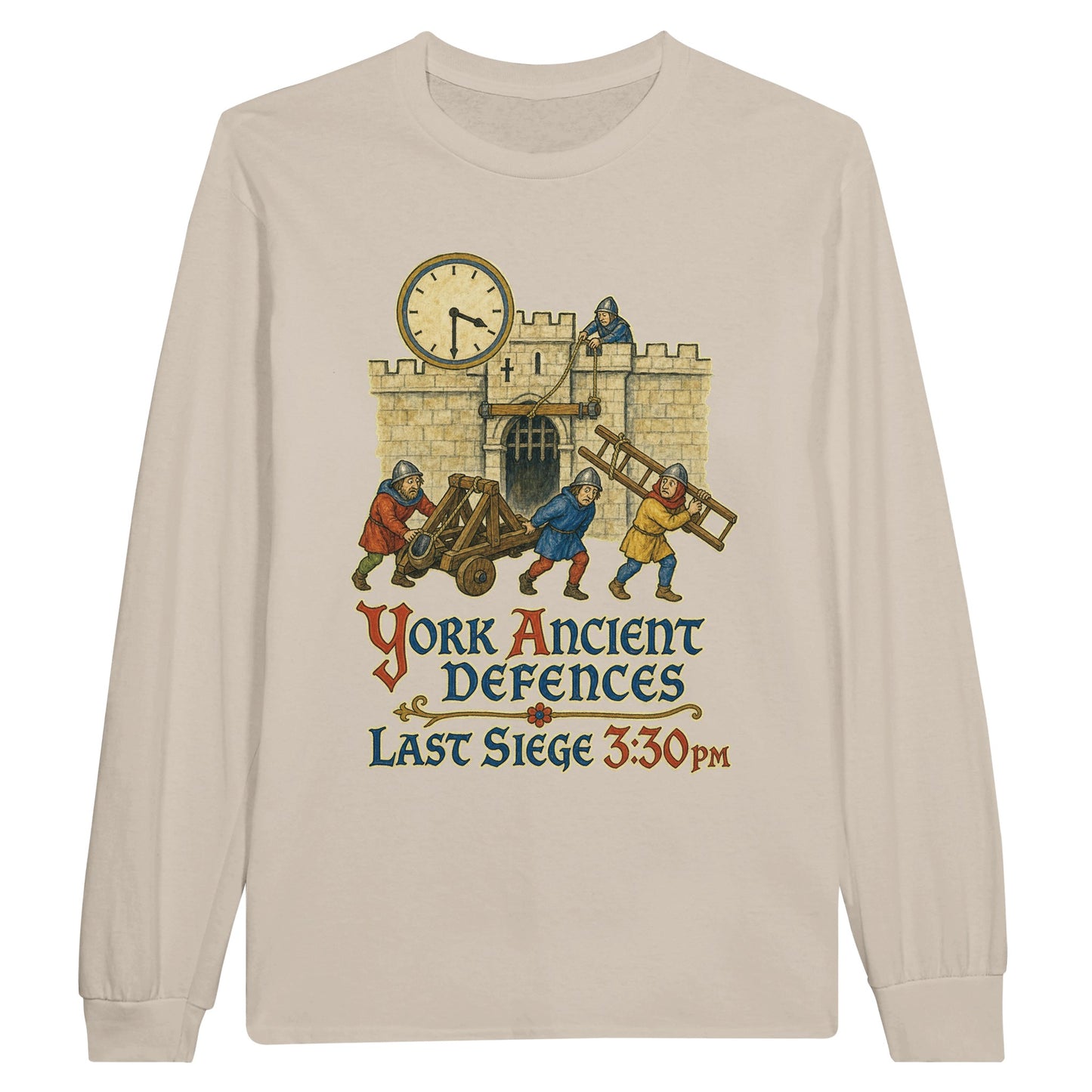 York Ancient Defences – Last Siege 3:30pm Long-Sleeve T-shirt — product view 3