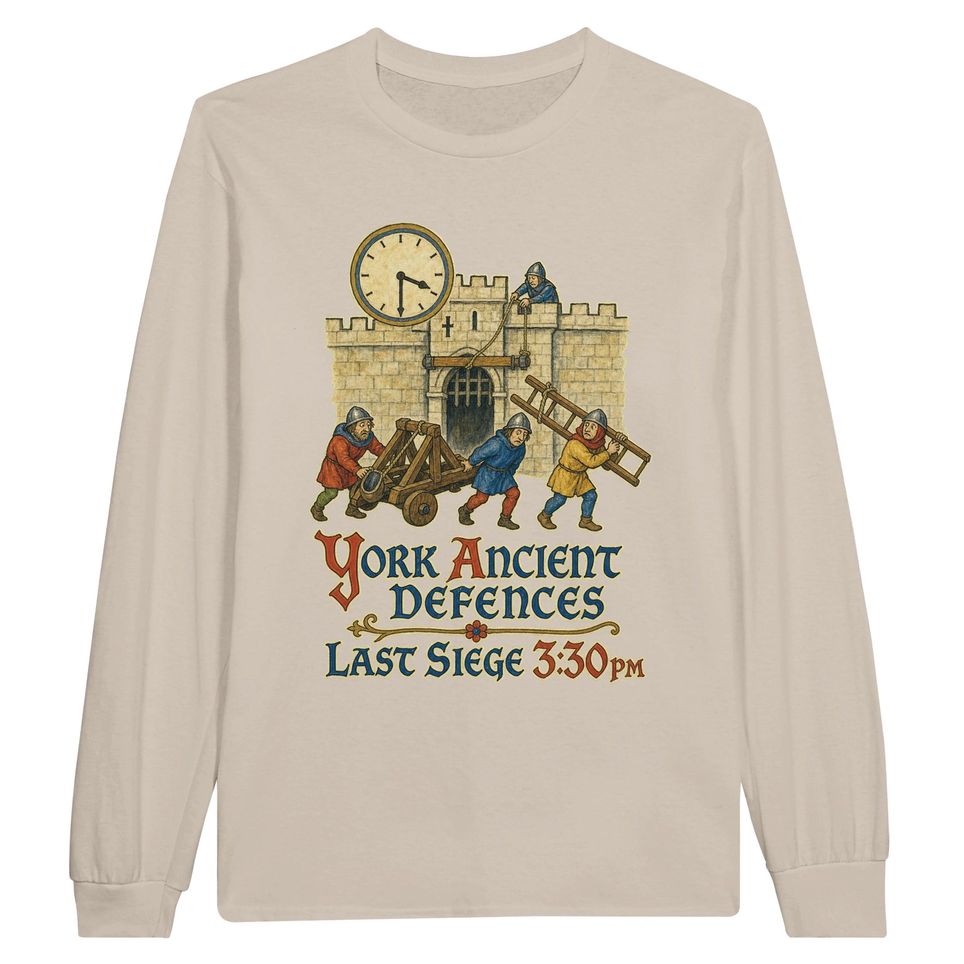 York Ancient Defences – Last Siege 3:30pm Long-Sleeve T-shirt — product view 3