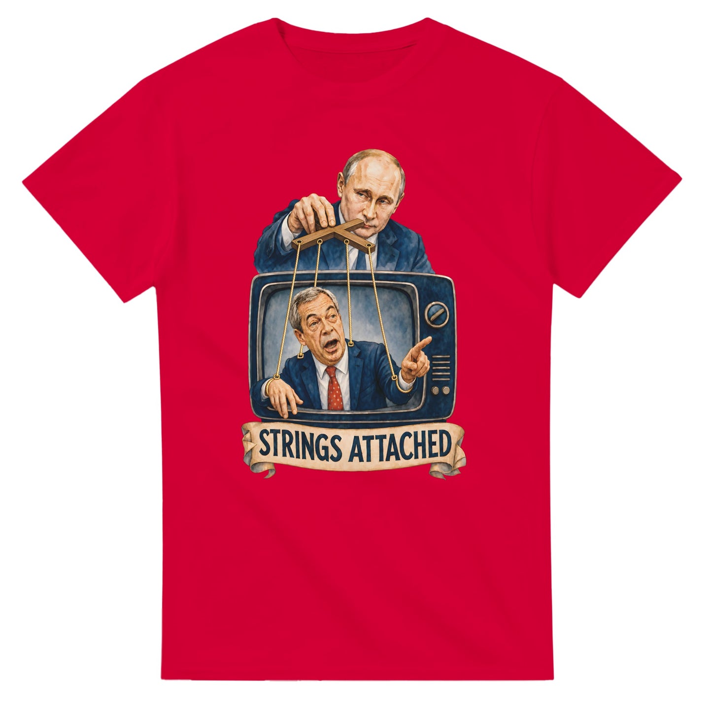 Strings Attached Political Satire T-shirt — product view 9