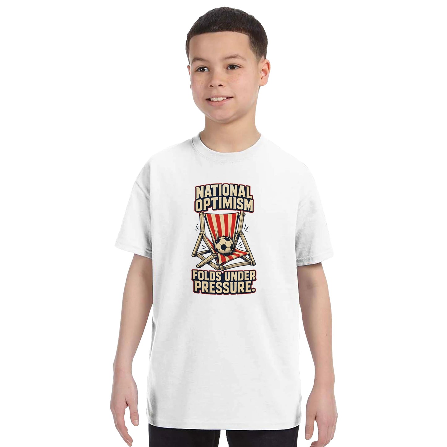 National Optimism Folds Under Pressure Football Kids' T-shirt — product view 16