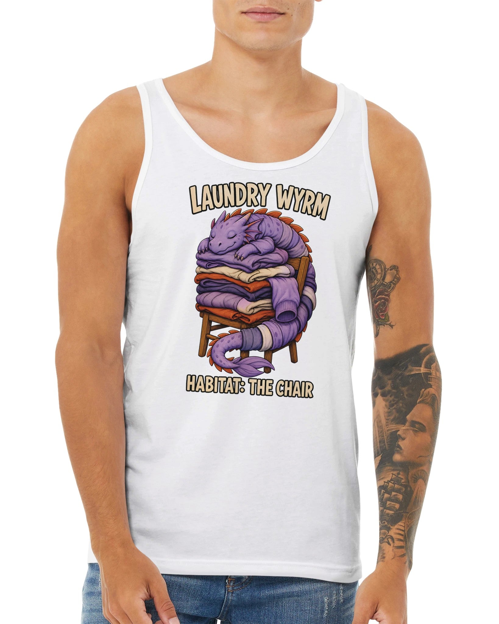 Laundry Wyrm – Habitat: The Chair Premium Unisex Tank Top — product view 15