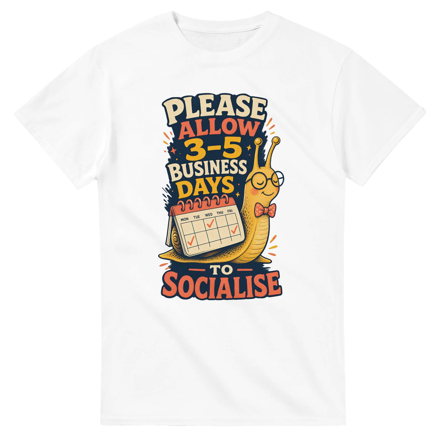 3–5 Business Days to Socialise Snail Graphic