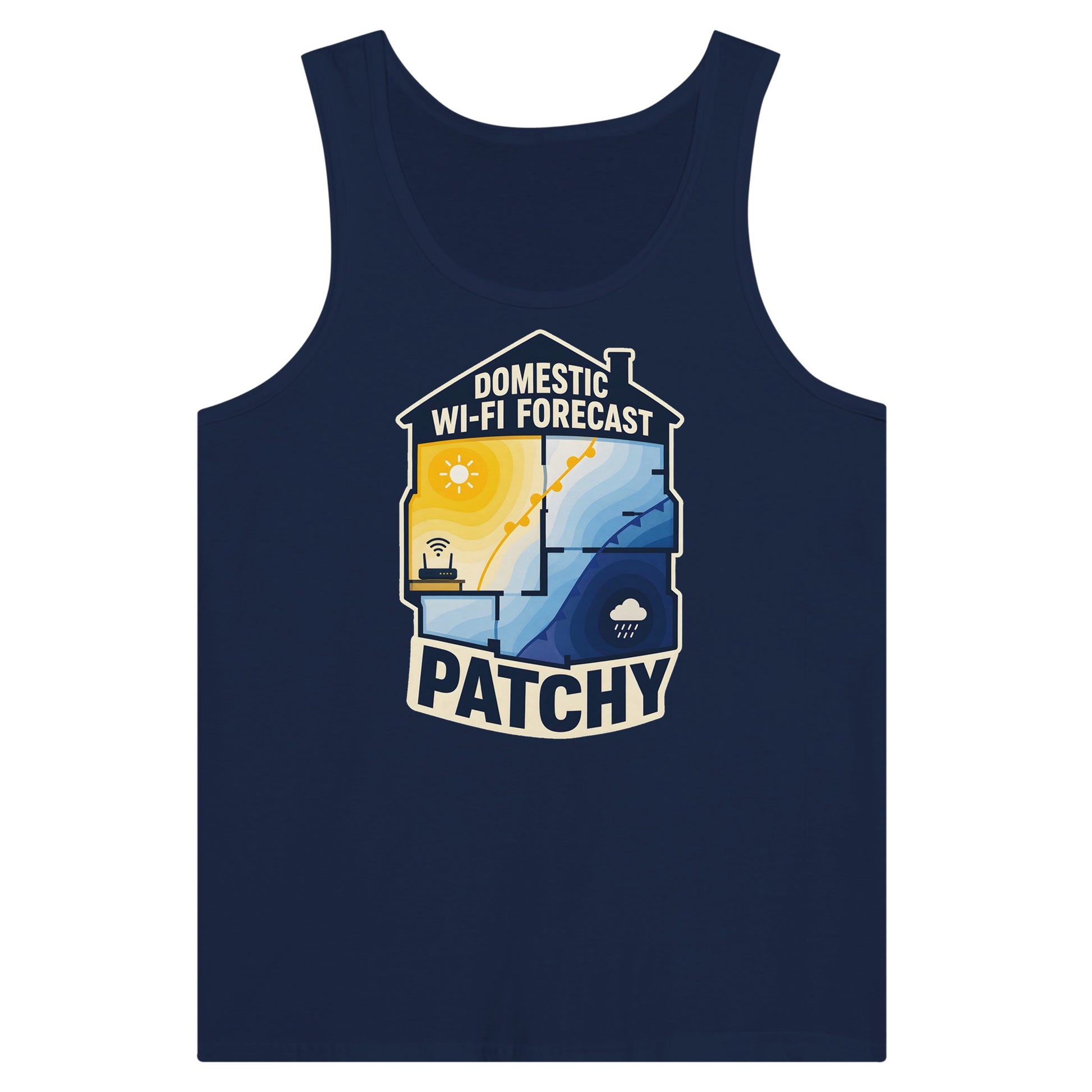 Domestic Wi-Fi Forecast Patchy Premium Unisex Tank Top — product view 9