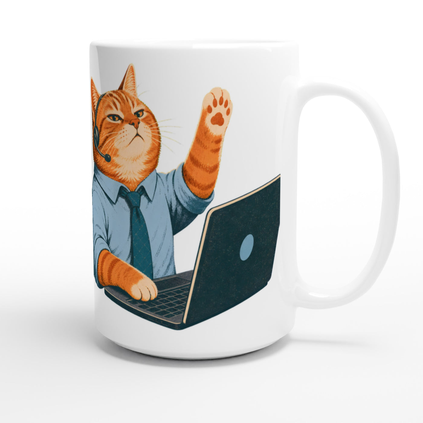 Cat Calls the Meeting Large Mug