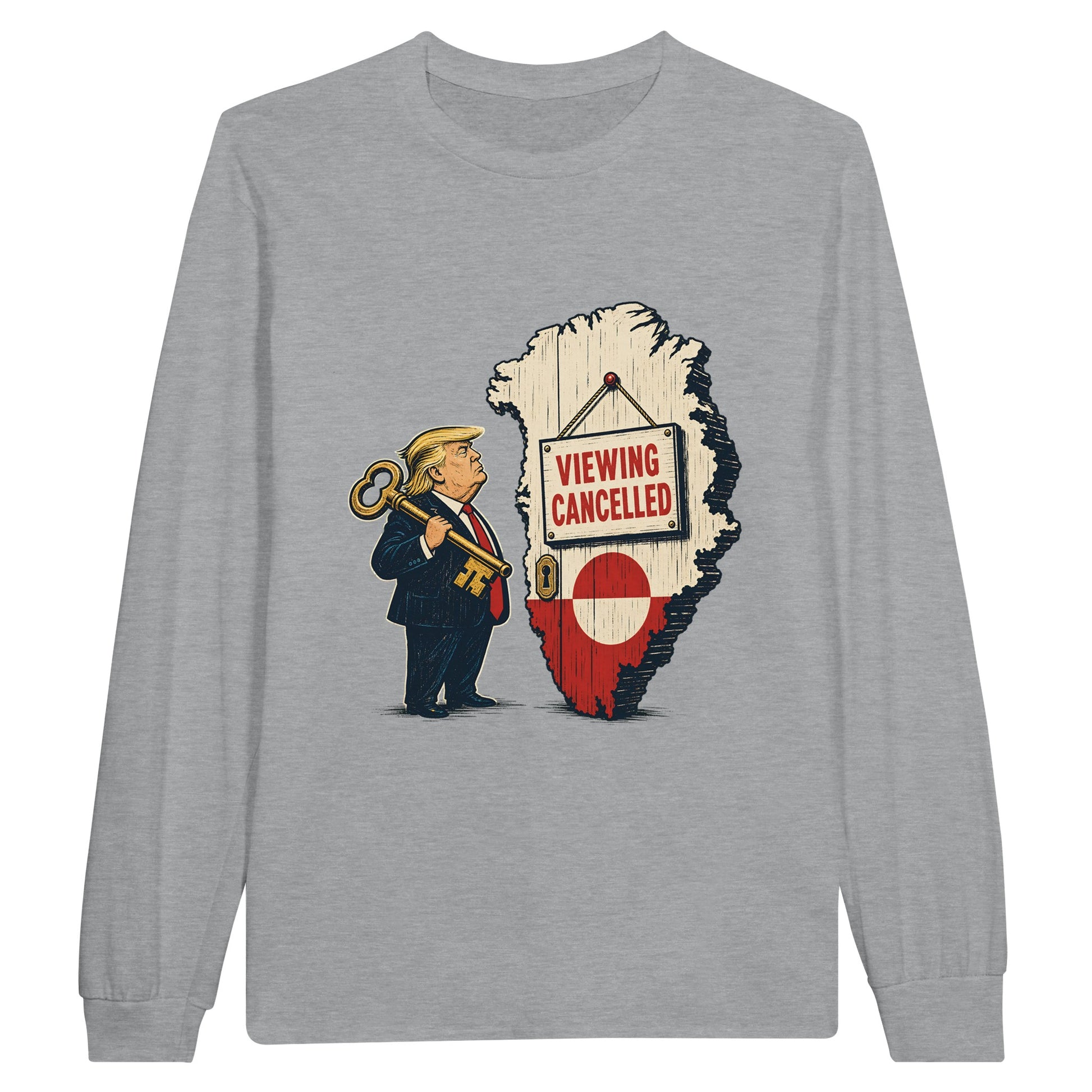 Viewing Cancelled — Greenland Political Satire Long-Sleeve T-shirt — product view 10