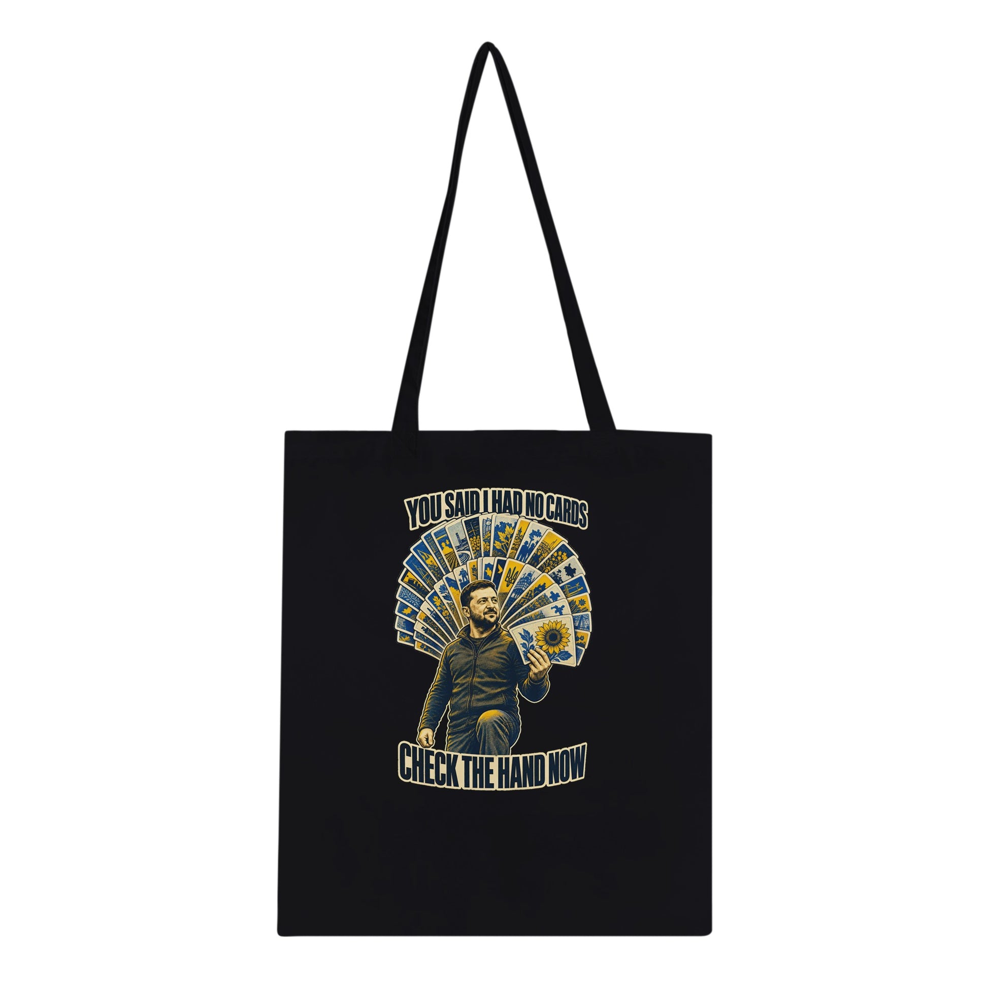 You Said I Had No Cards – Zelenskyy Satire Tote Bag — product view 4