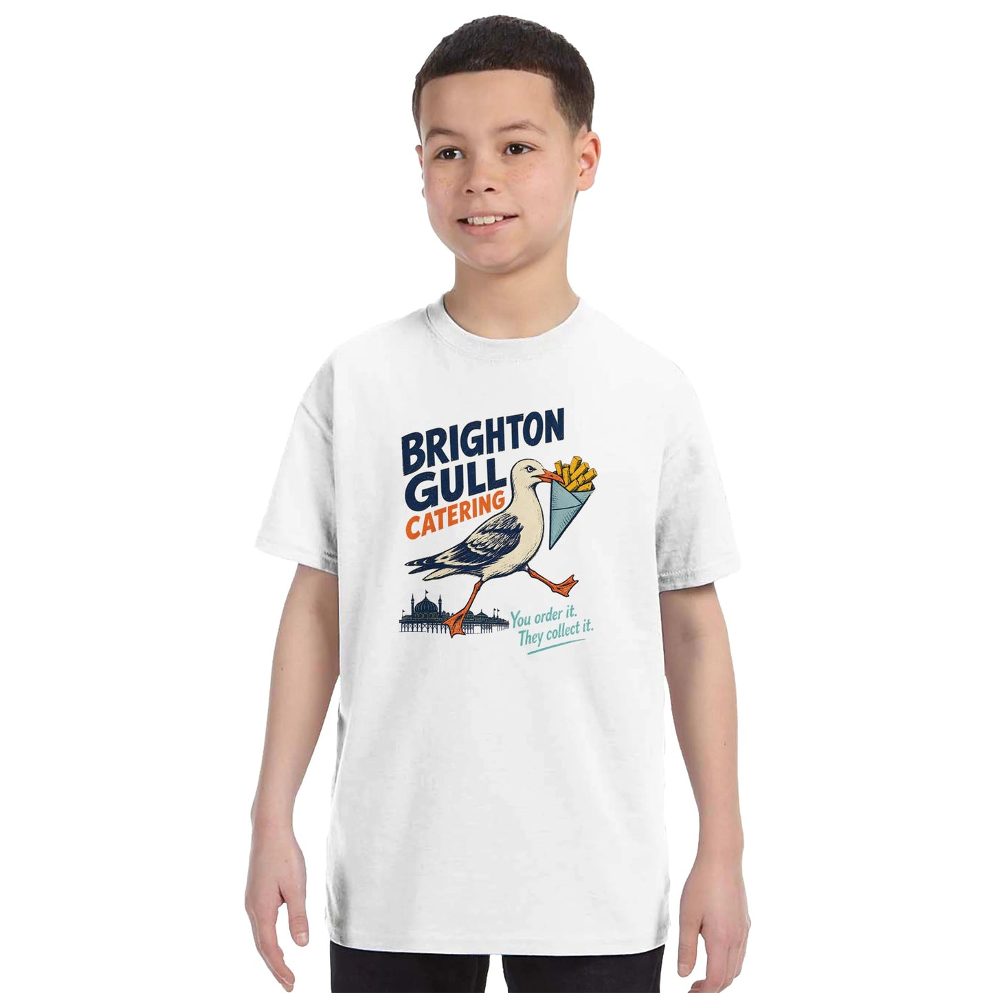 Brighton Gull Catering - You Order It, They Collect It Kids' T-shirt — product view 16