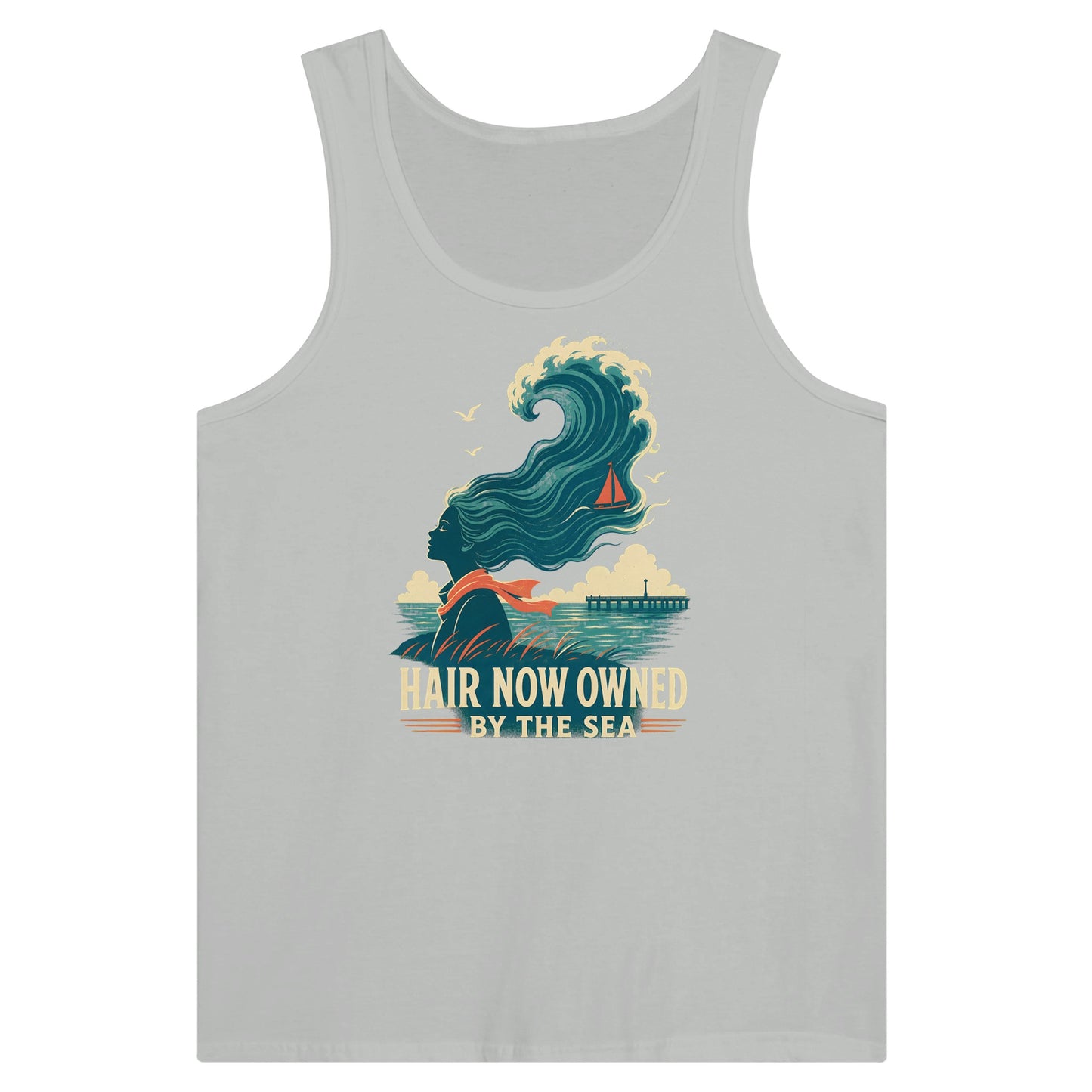 Hair Now Owned by the Sea Premium Unisex Tank Top — product view 5