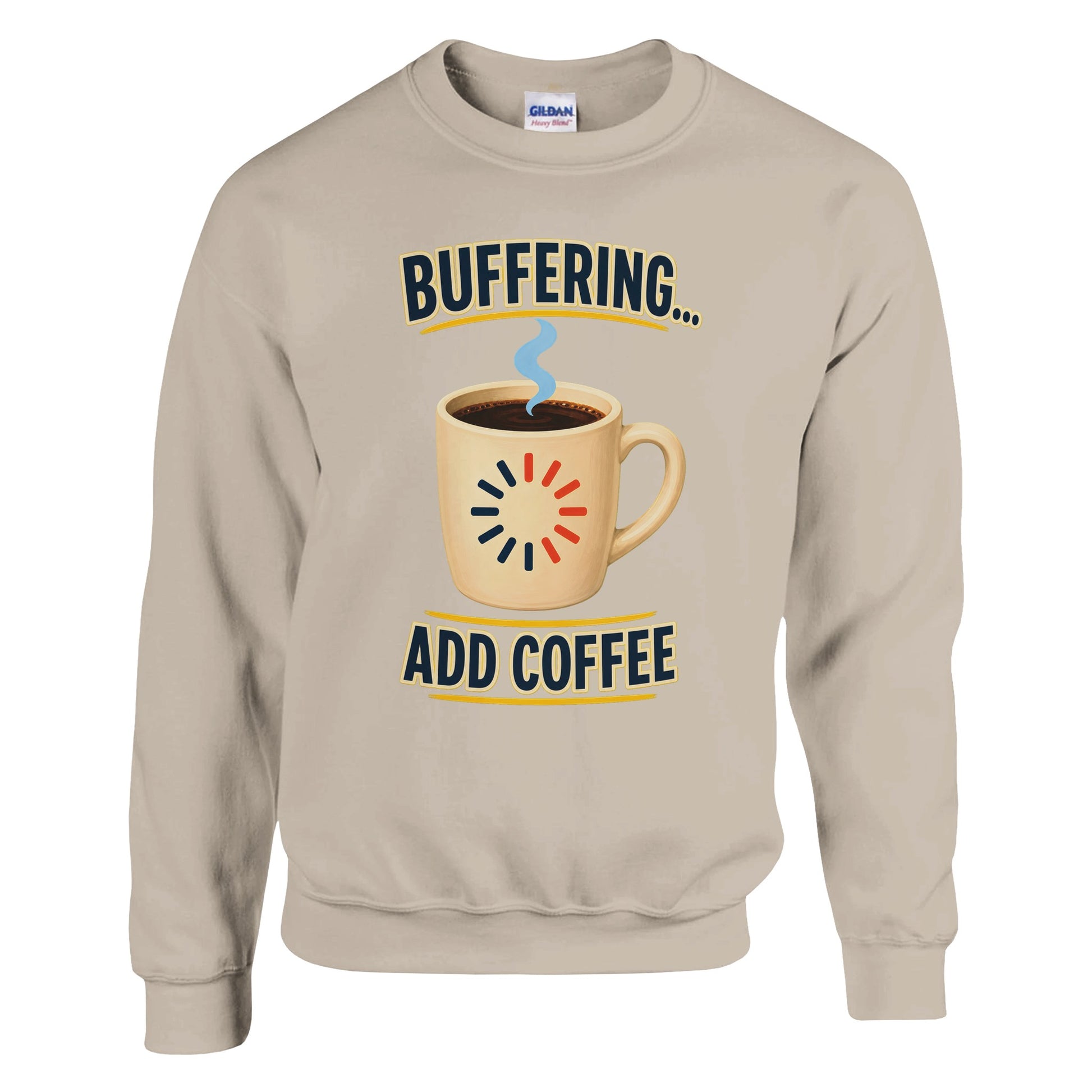 Buffering... Add Coffee — Outlined Loading Mug Graphic Sweatshirt — product view 2