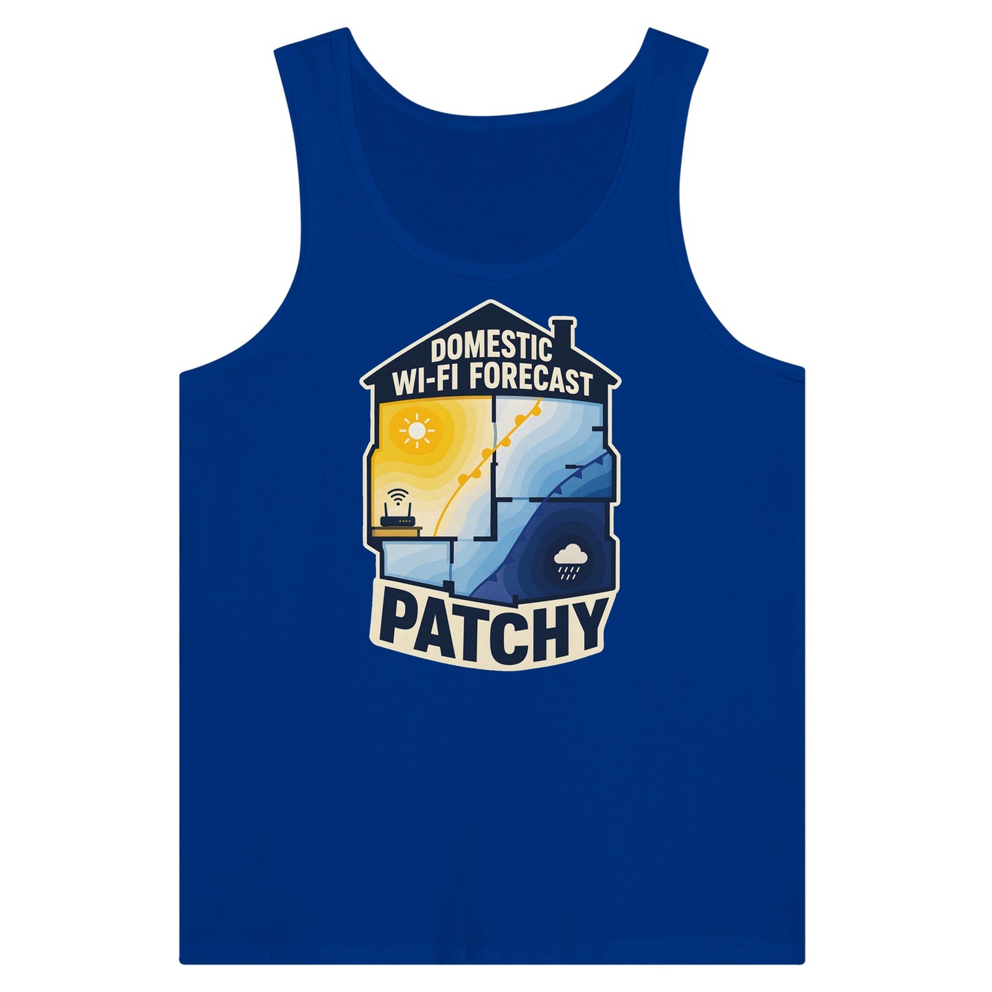Domestic Wi-Fi Forecast Patchy Premium Unisex Tank Top — product view 3
