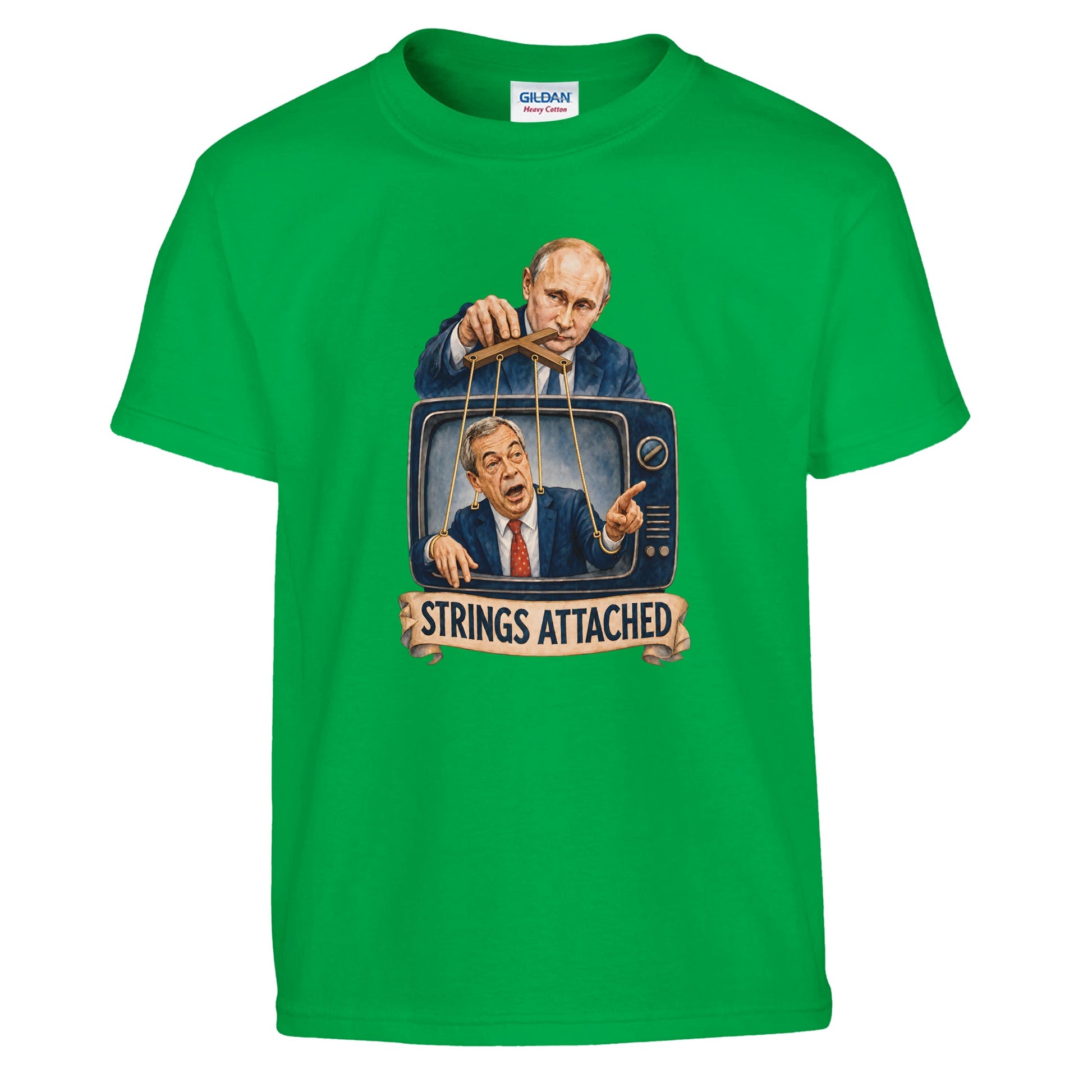 Strings Attached Political Satire Kids' T-shirt — product view 8