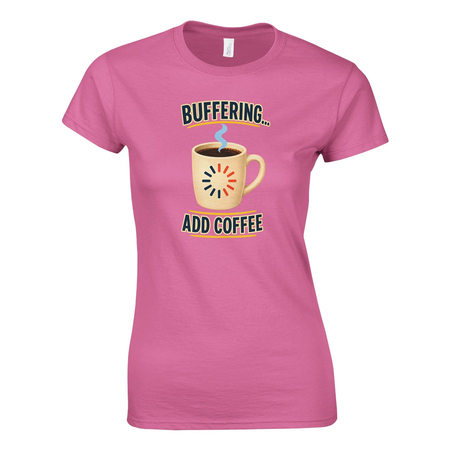 Buffering... Add Coffee — Outlined Loading Mug Graphic Women's T-shirt — product view 3