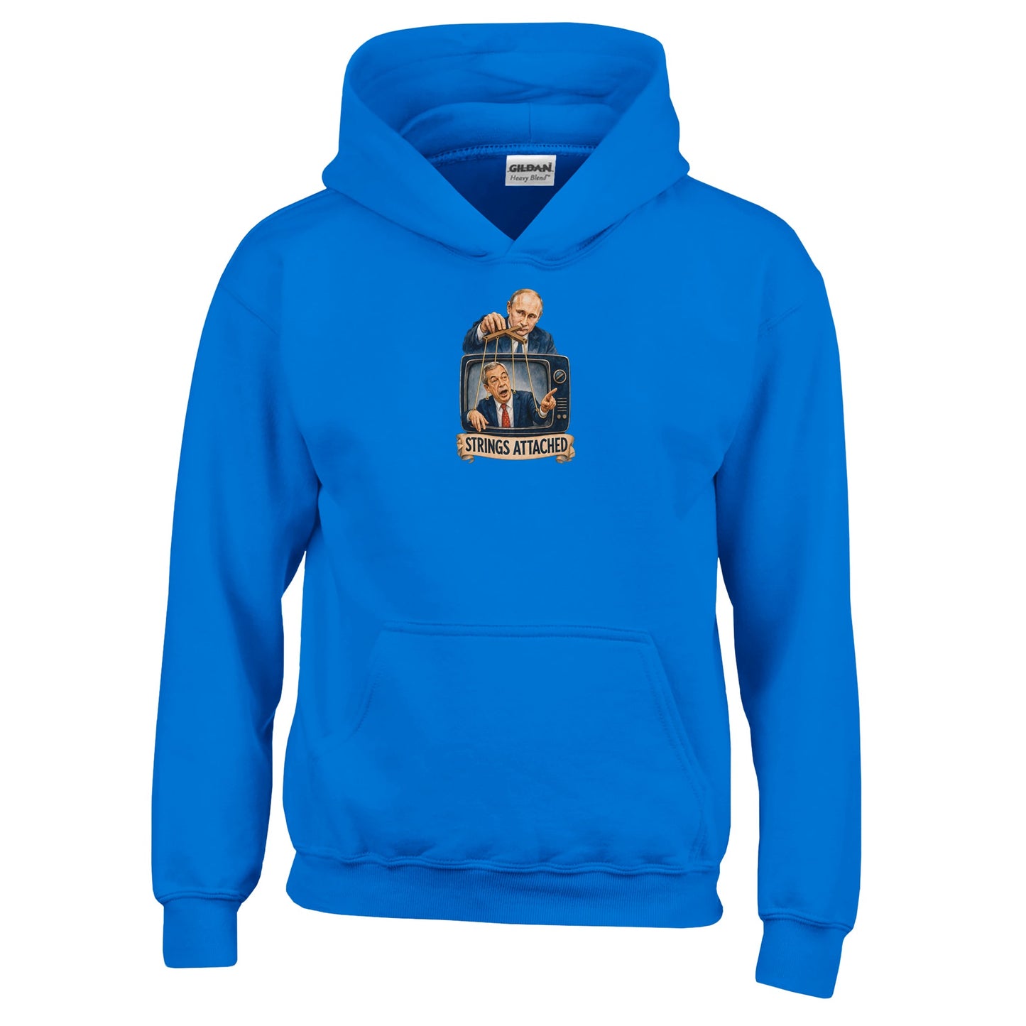 Strings Attached Political Satire Kids' Hoodie — product view 10